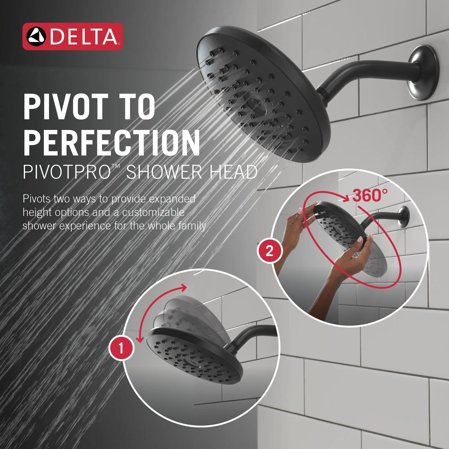 PivotPro&trade; Raincan Shower Head with TouchClean&reg; Spray Face