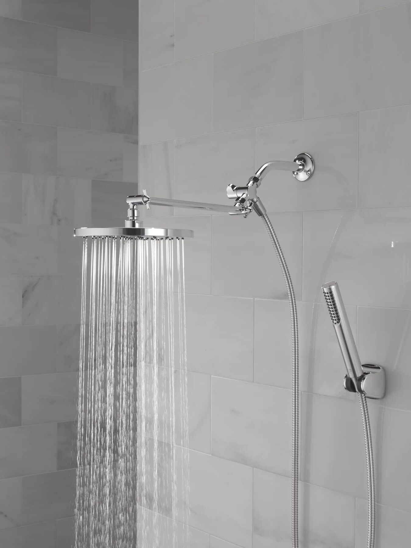 Adjustable Raincan Shower Head with Hand Shower