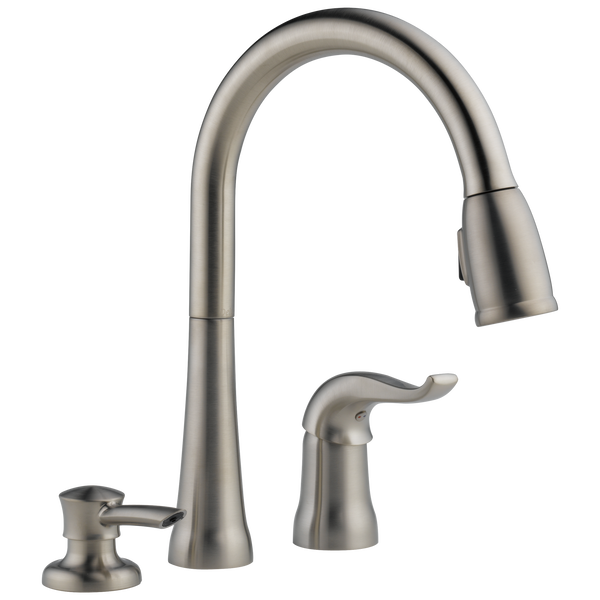 Single Handle Pull-Down Kitchen Faucet with Soap Dispenser in