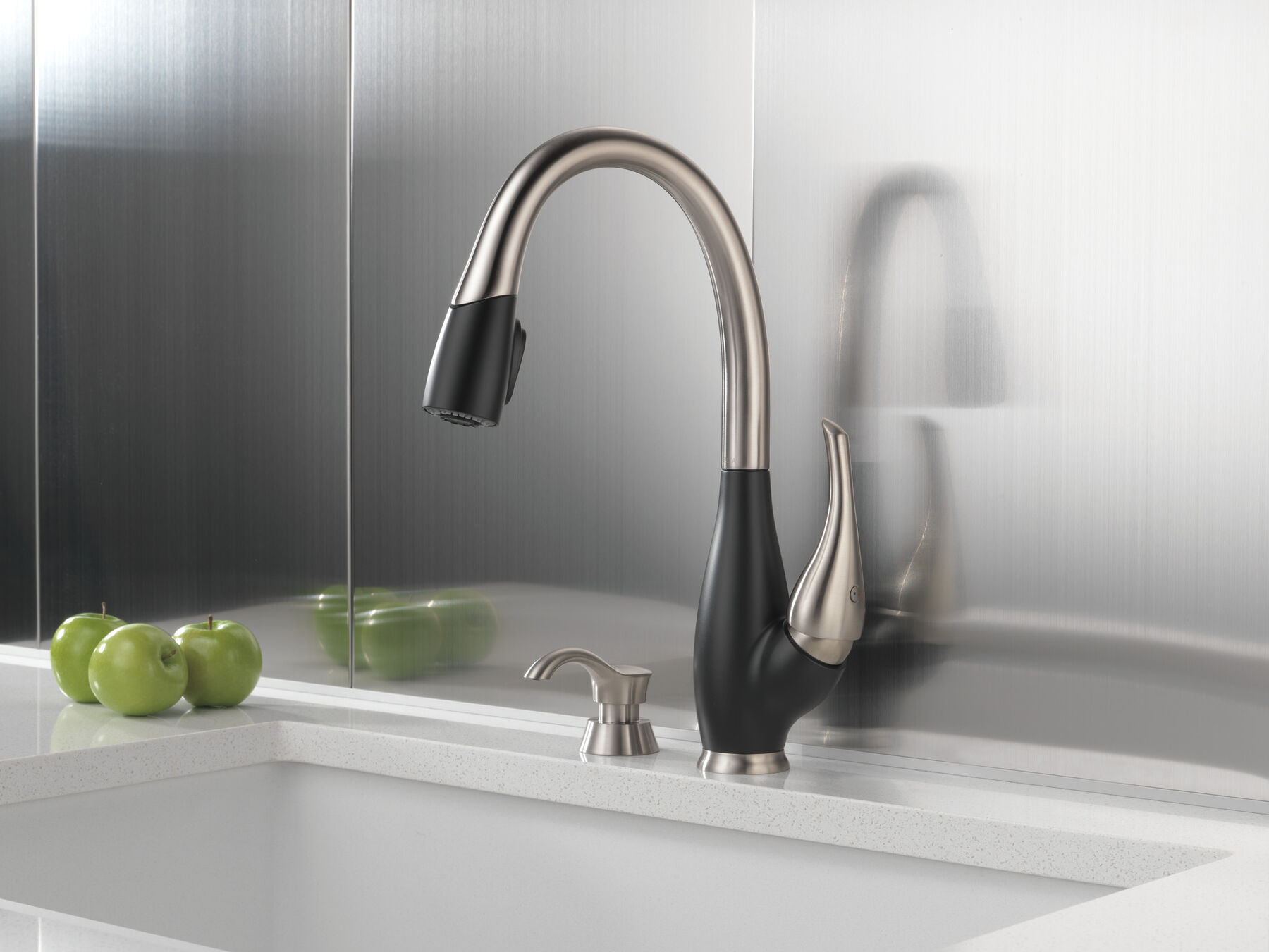 Single Handle Pull-Down Kitchen Faucet with Soap Dispenser
