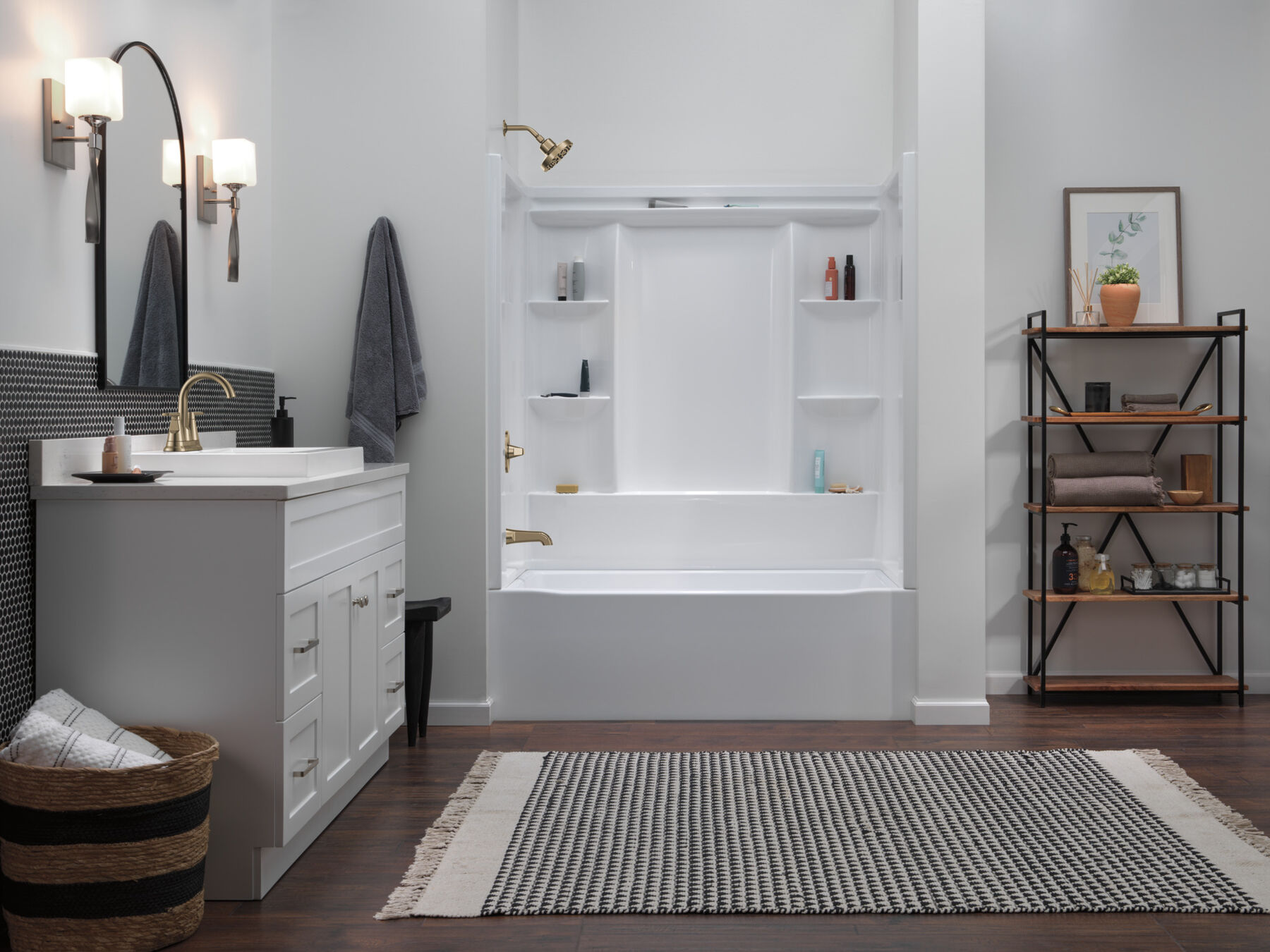 60x32 Alcove Bathtub Bundle with Trim, Drain and Overflow - Left Drain
