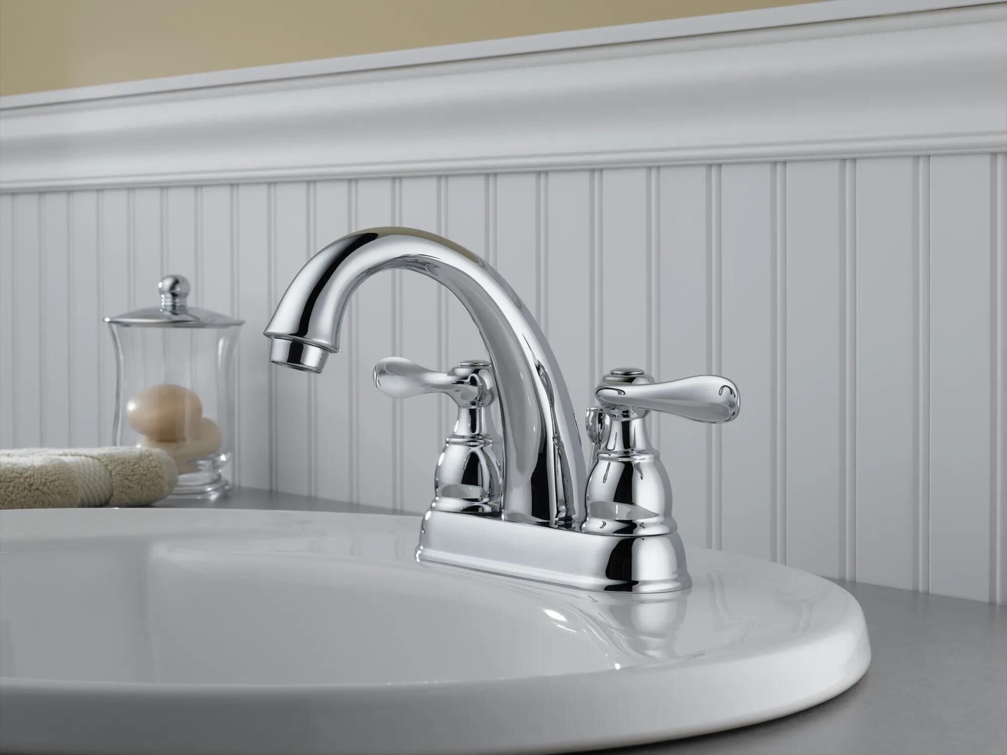Two Handle Centerset Bathroom Faucet in Polished Brass 25996LF-PB