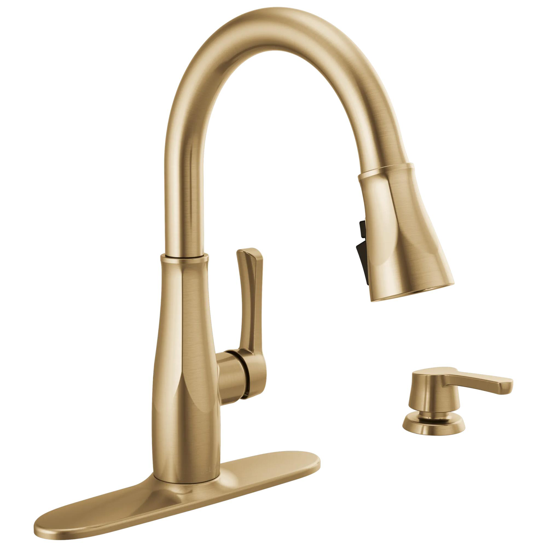 Single Handle Pull-Down Kitchen Faucet with Soap Dispenser and ShieldSpray &reg; Technology