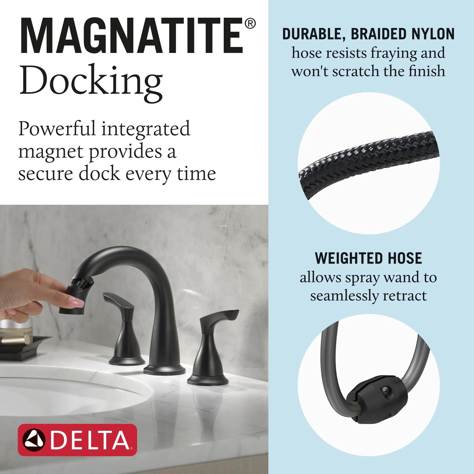 Two Handle Widespread Pulldown Bathroom Faucet