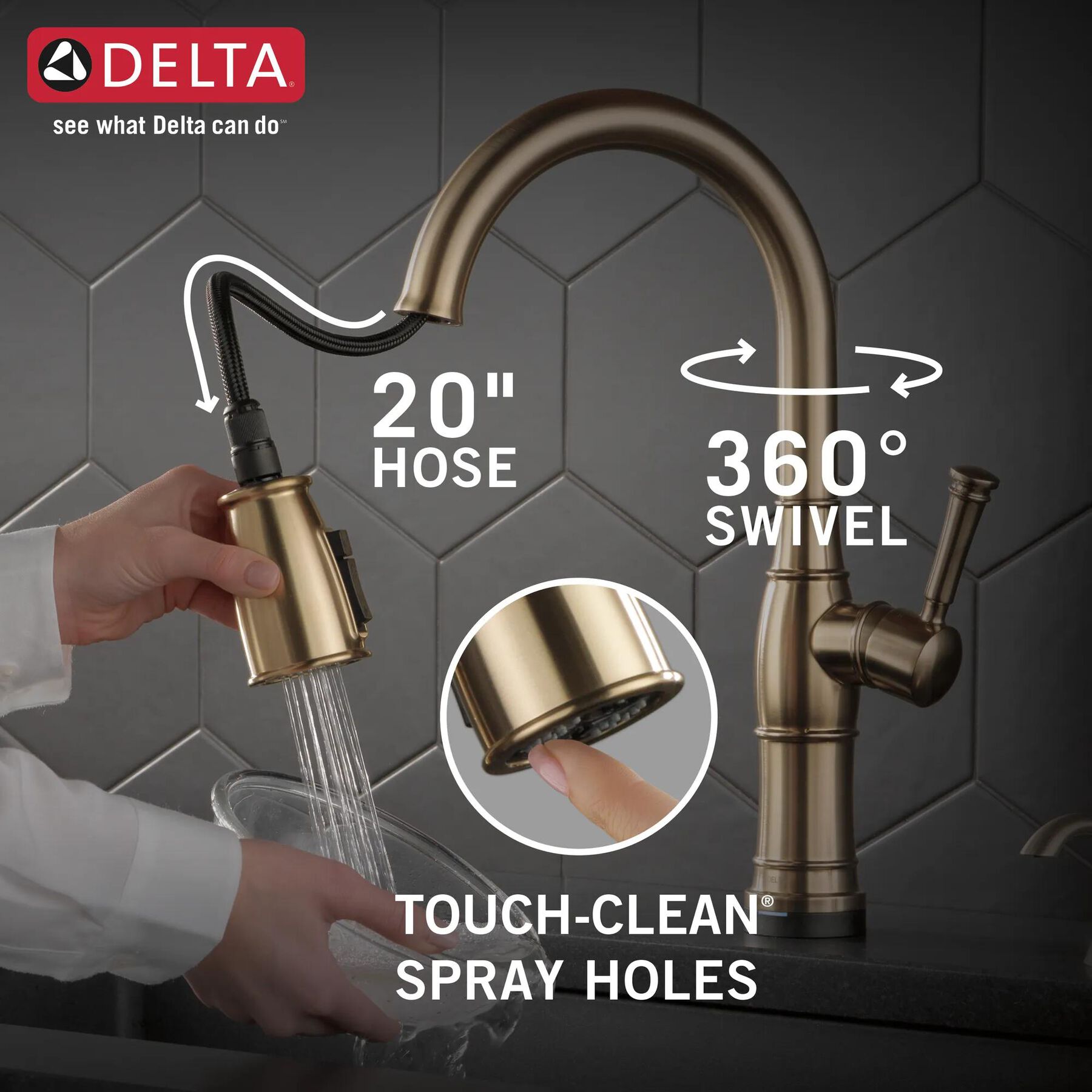 Single Handle Pull-Down Kitchen Faucet with Touch<sub>2</sub>O&reg; Technologyand Soap Dispenser