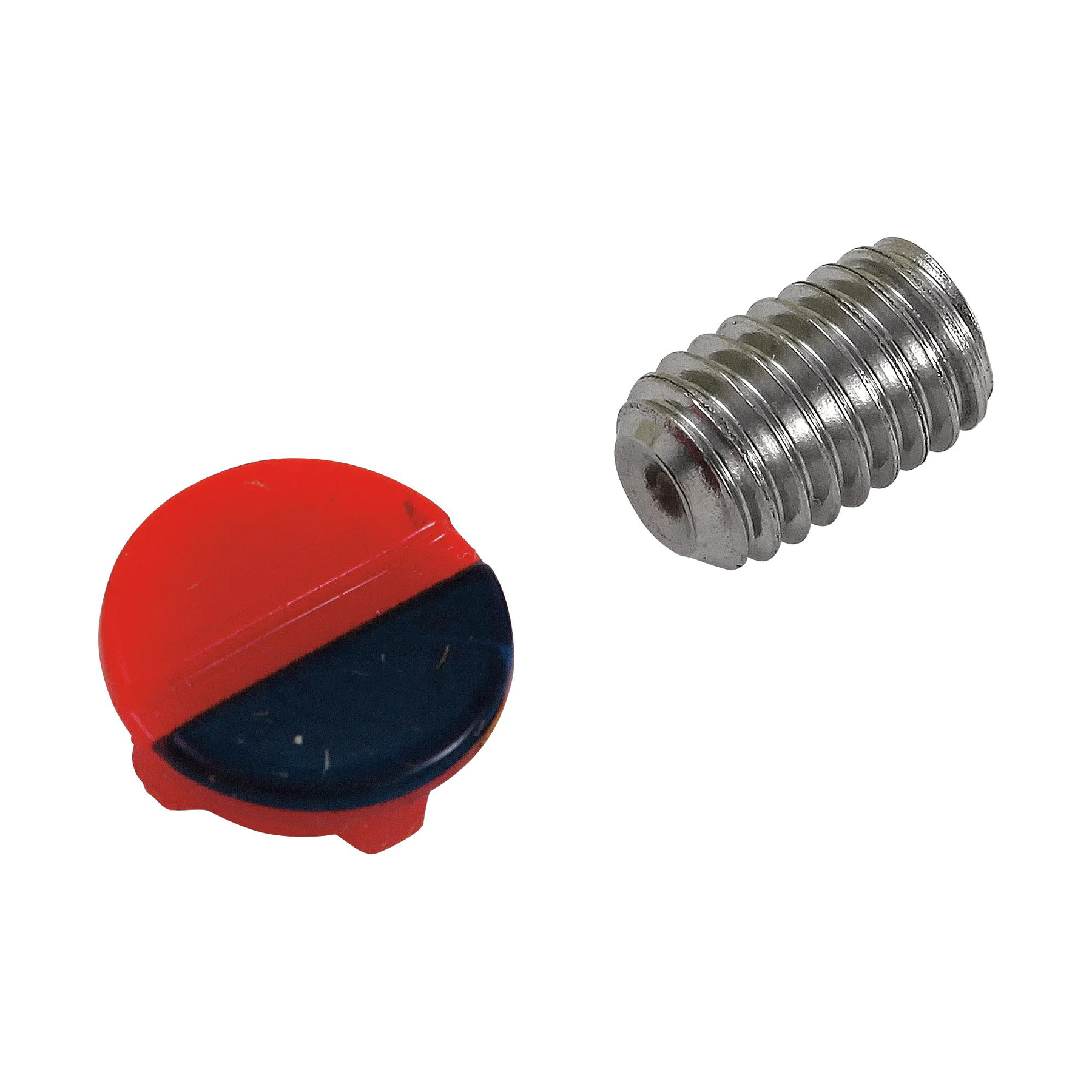Handle Set Screw & Button - Red & Blue