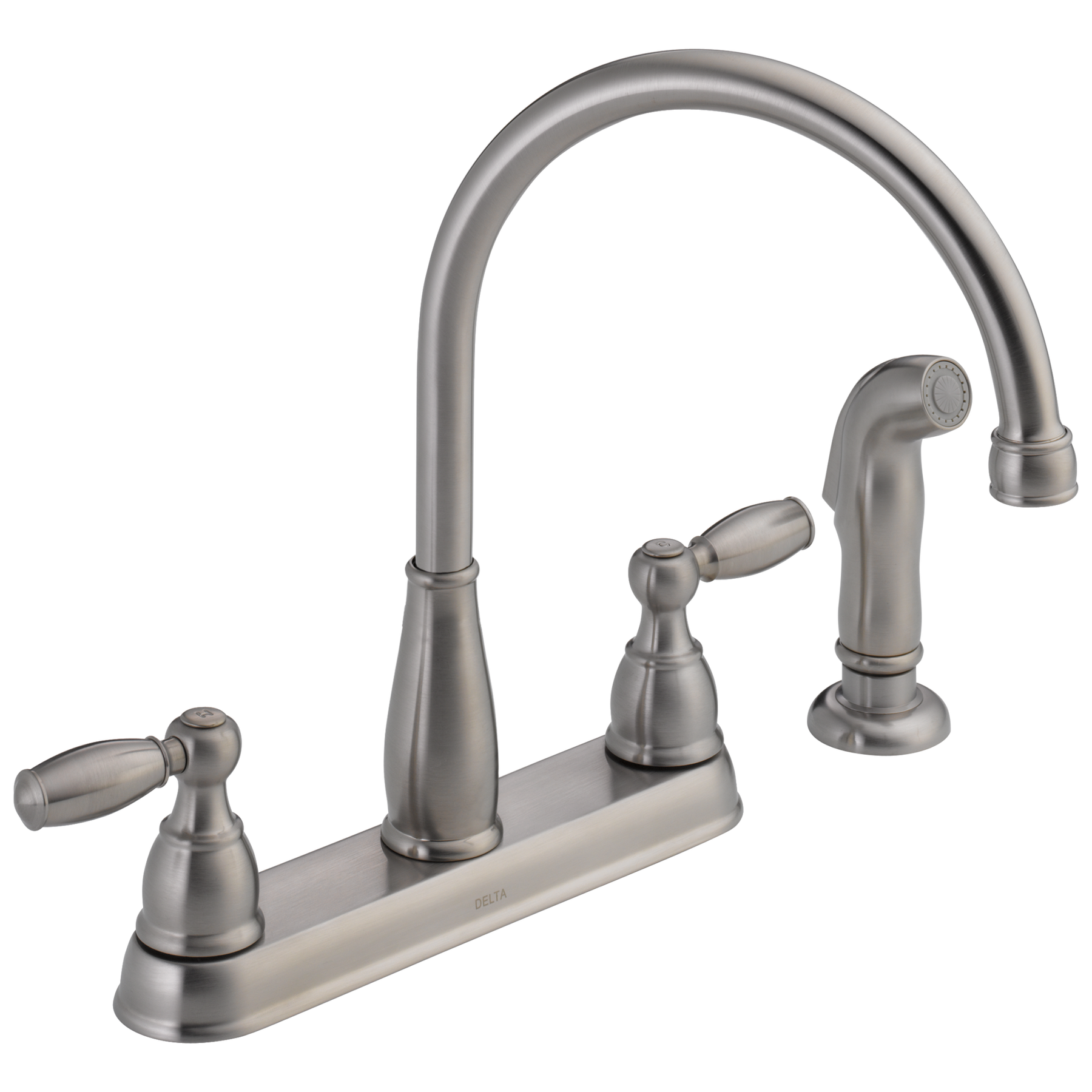 CAREERING DELTA 301F（SV） Two Handle Kitchen Faucet with Spray (Recertified) in Stainless