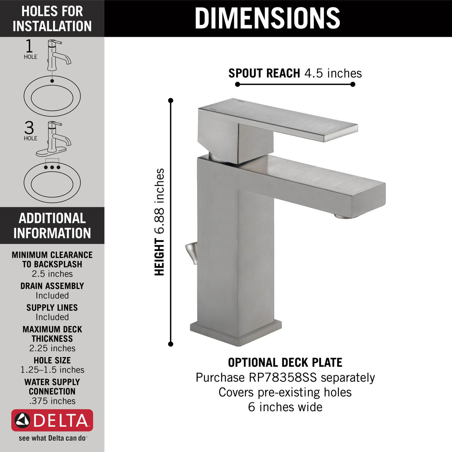 Single Handle Bathroom Faucet (Recertified)