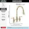 Two Handle Pull-Down Bridge Kitchen Faucet