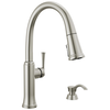 Single Handle Pull-Down Kitchen Faucet with Soap Dispenser and ShieldSpray Technology