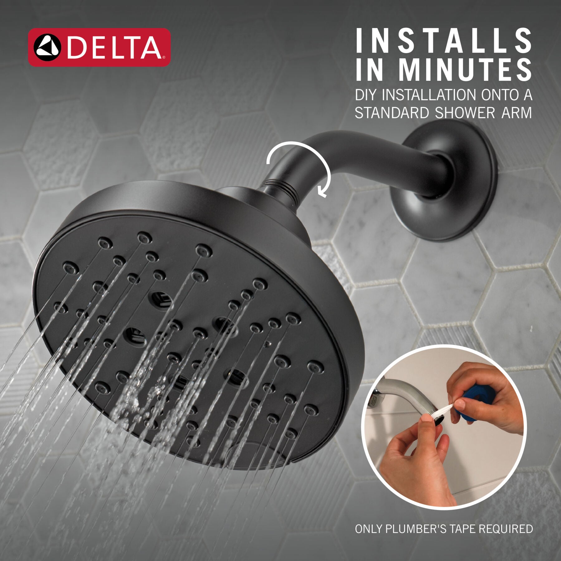 H<sub>2</sub>Okinetic&reg; 5-Setting Contemporary Raincan Shower Head