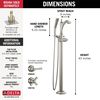 Single Handle Floor Mount Tub Filler Trim - Less Handle