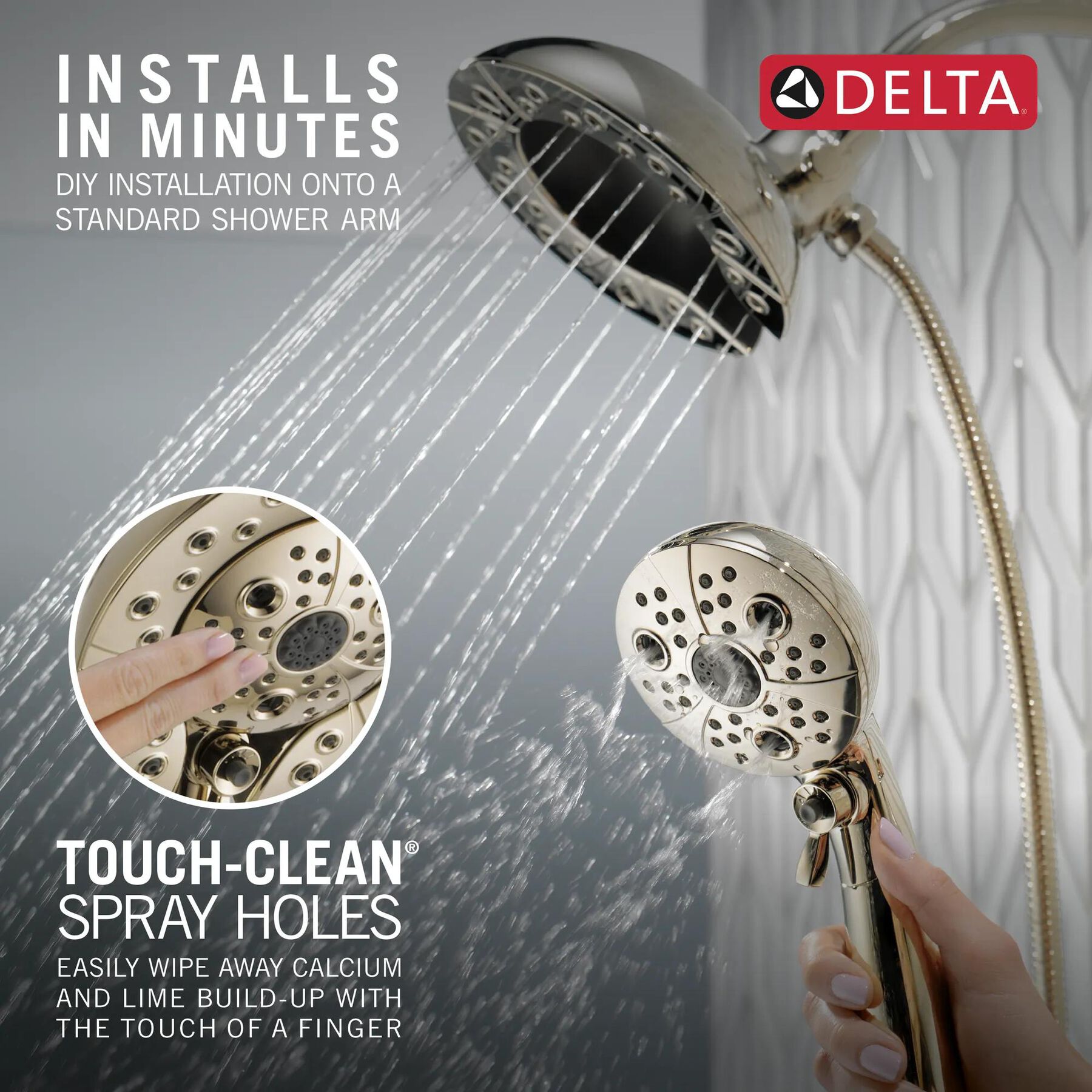 H<sub>2</sub>Okinetic&reg; In2ition&reg; 5-Setting Two-in-One Shower