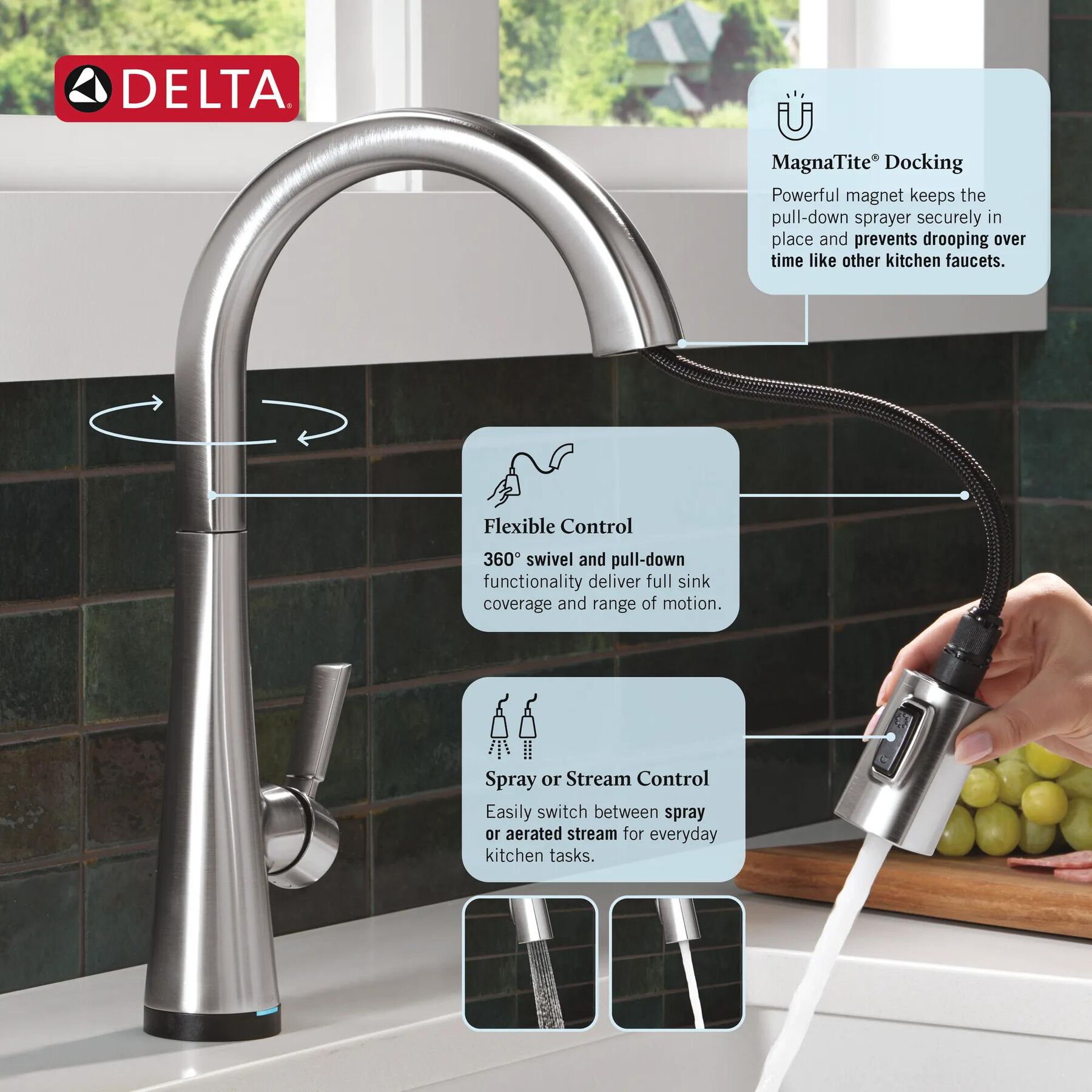 Touch<sub>2</sub>O&reg; Technology Kitchen Faucet with Touchless Technology