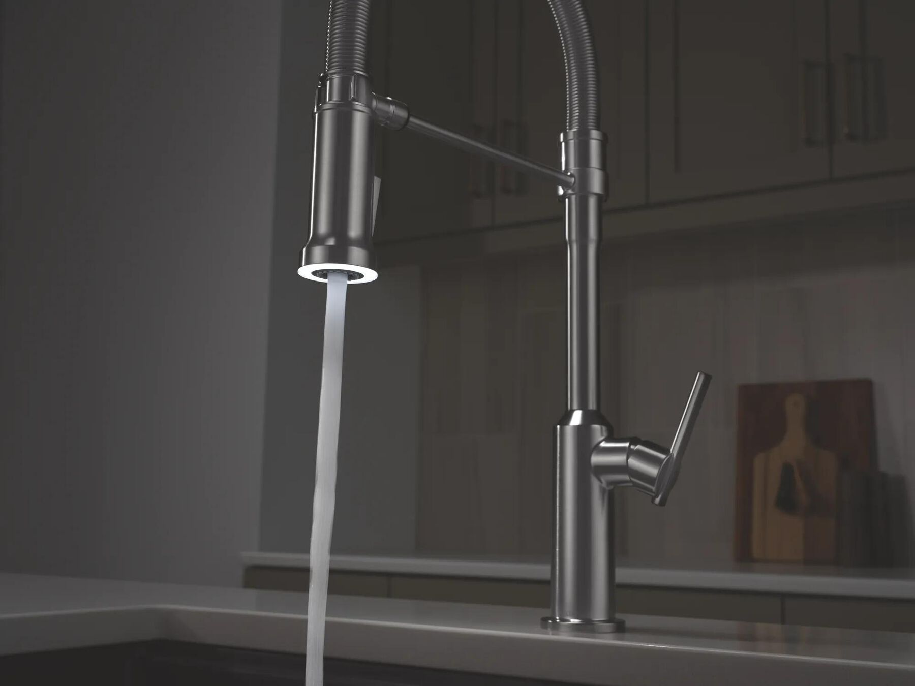 Single Handle Pull-Down Kitchen Faucet With Spring Spout