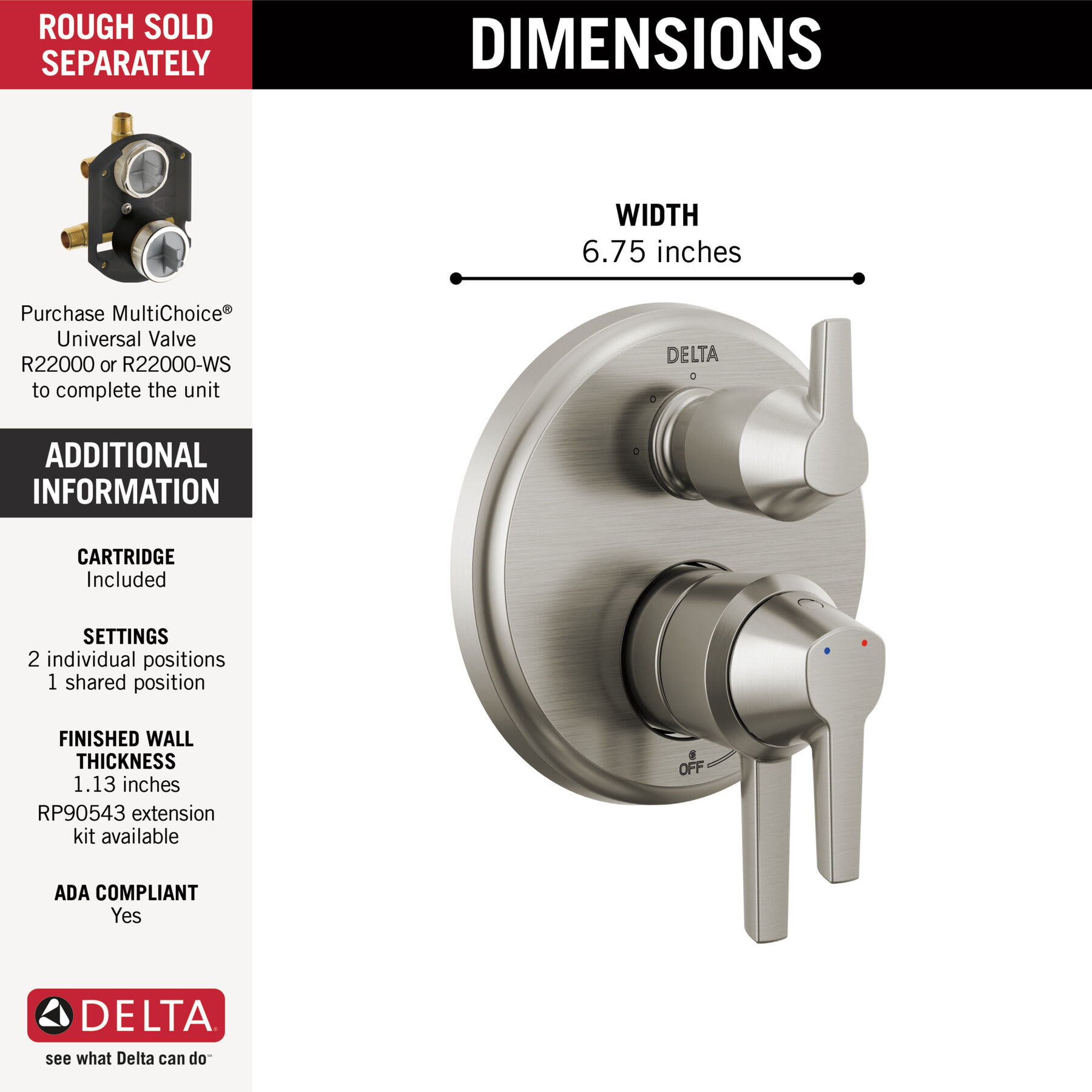 17S Integrated Diverter Trim - 3 Setting (Recertified)