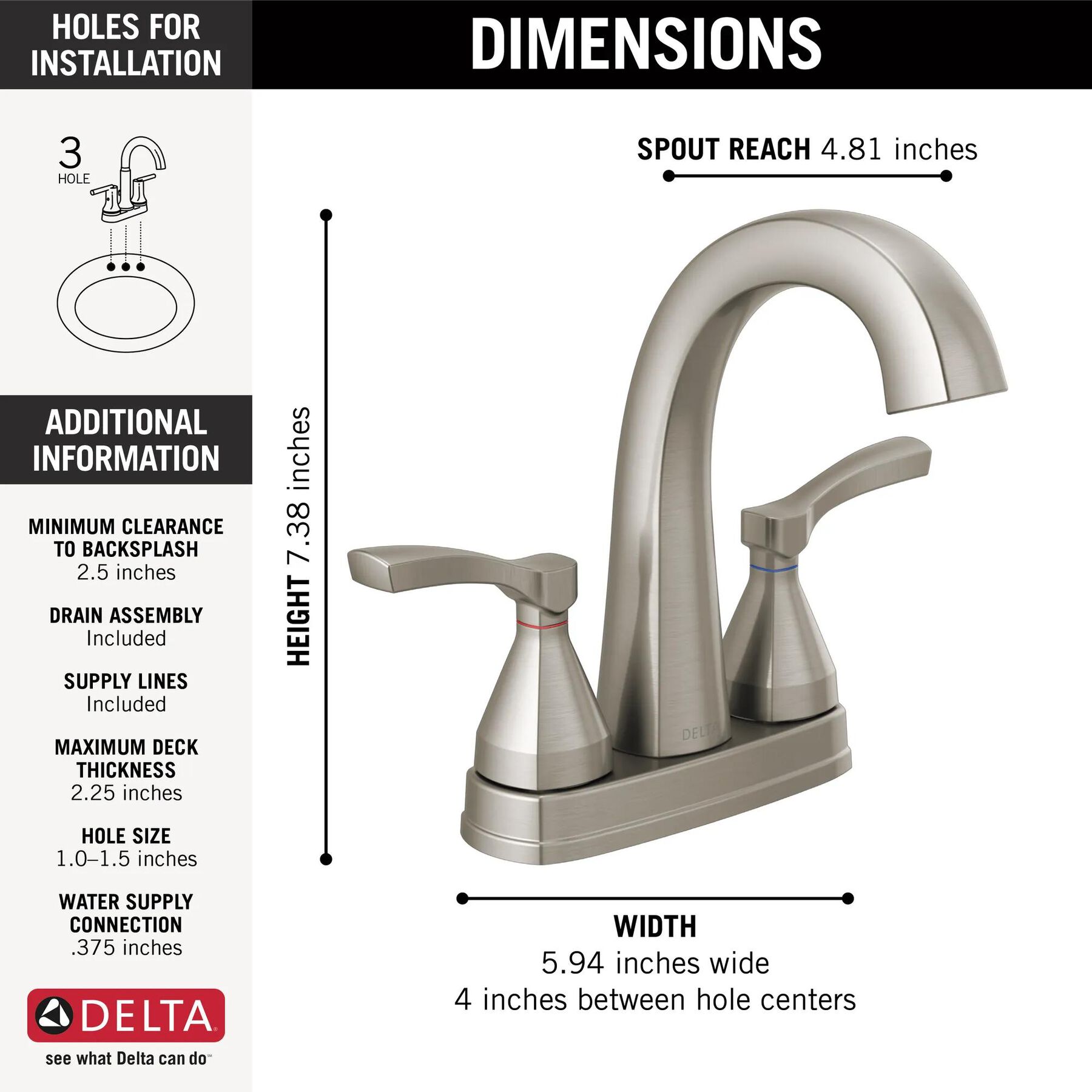 Two Handle Centerset Bathroom Faucet (Recertified)