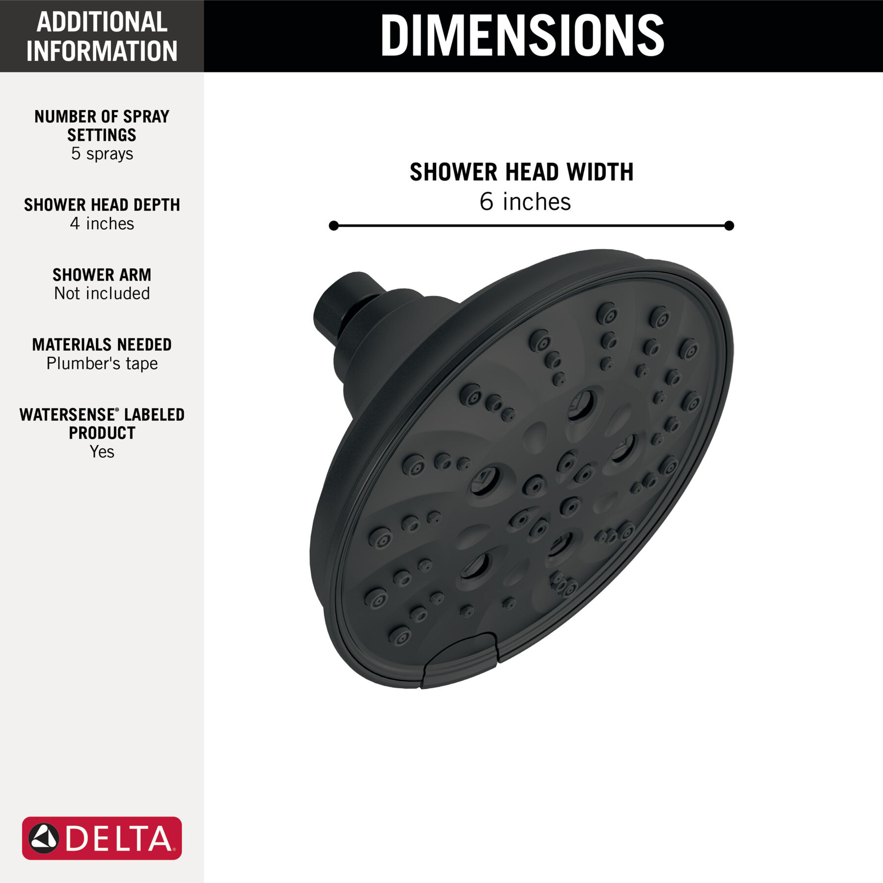 H<sub>2</sub>Okinetic&reg; 5-Setting Traditional Raincan Shower Head