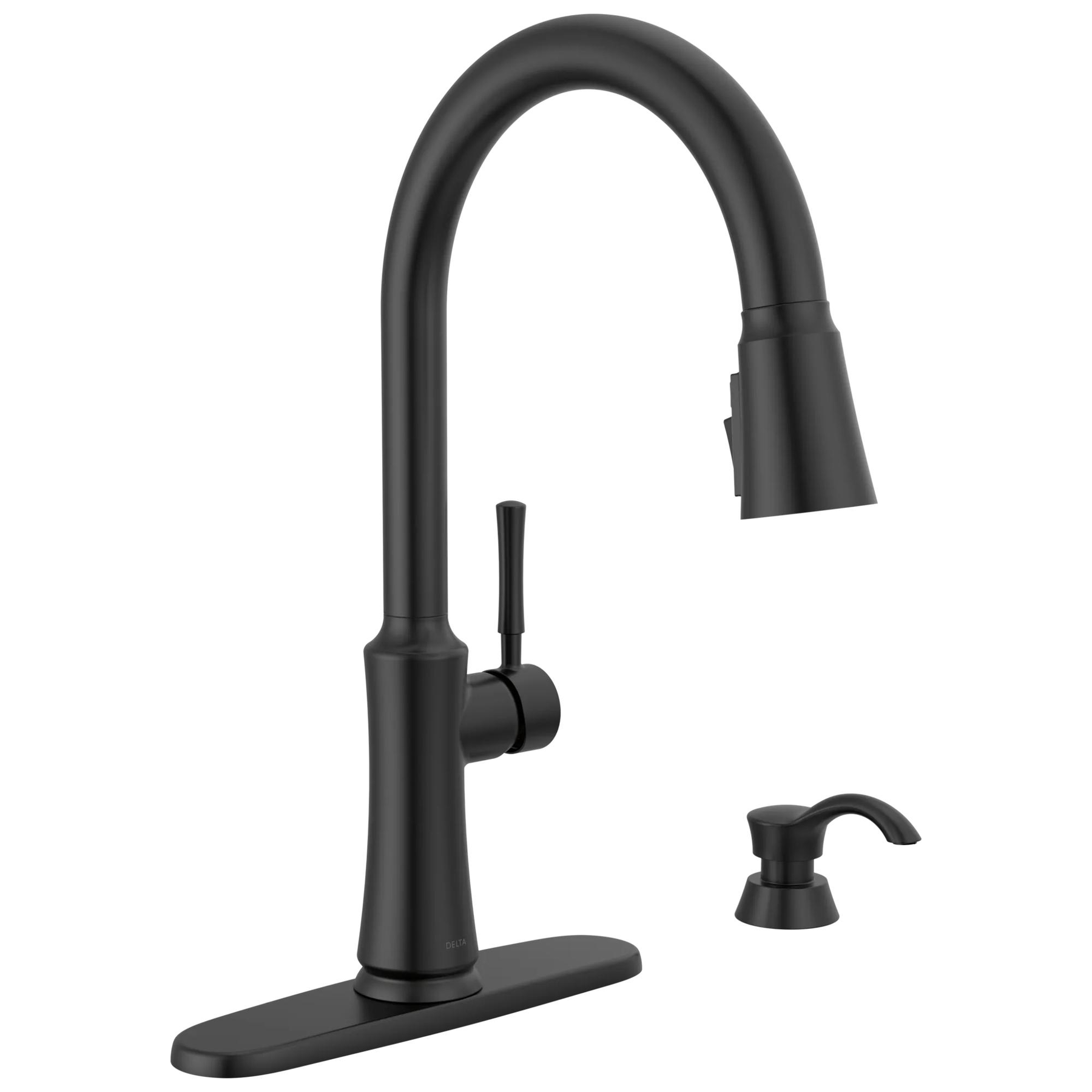 Single Handle Pull-Down Kitchen Faucet with Soap Dispenser and ShieldSpray Technology