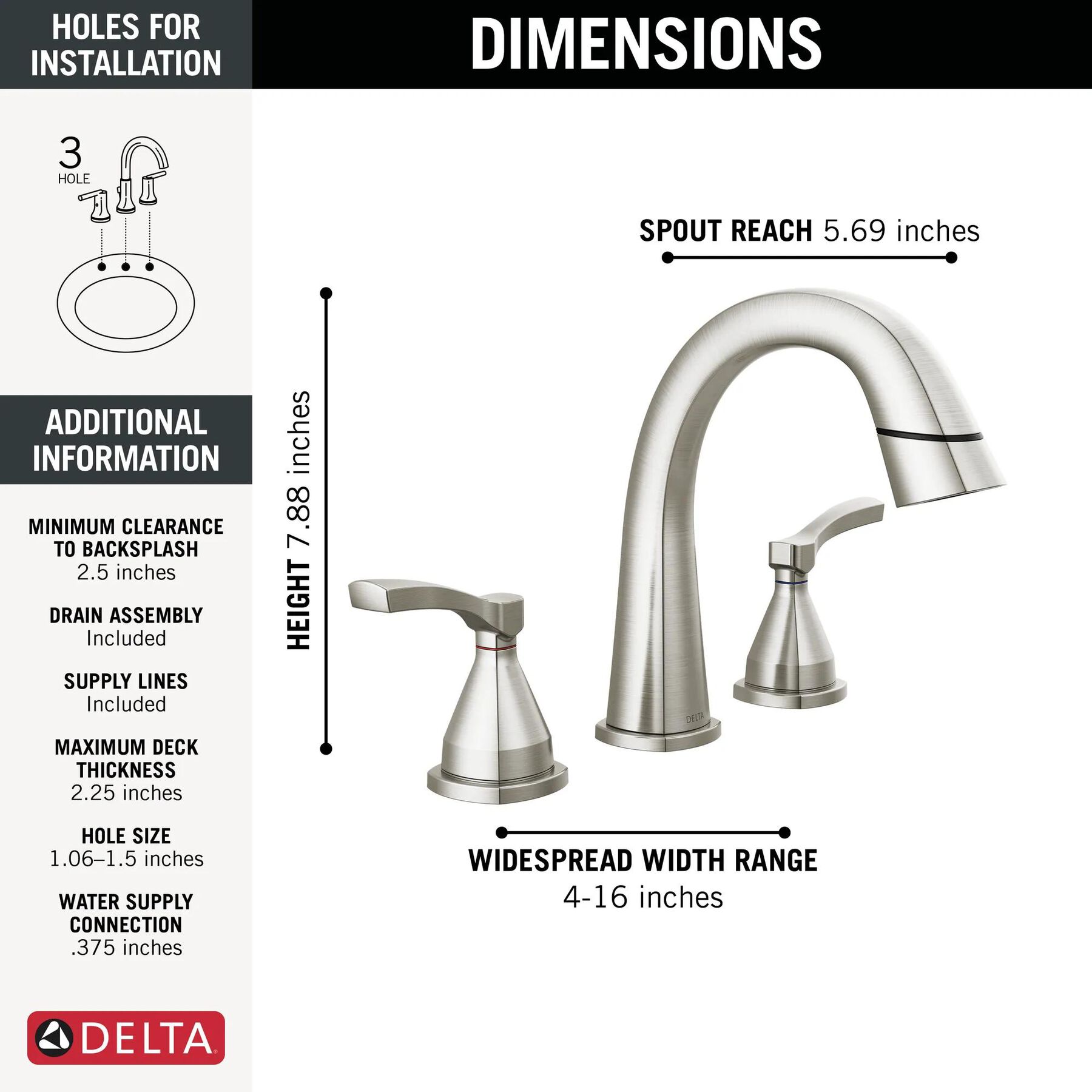 Two Handle Widespread Pull Down Bathroom Faucet (Recertified)