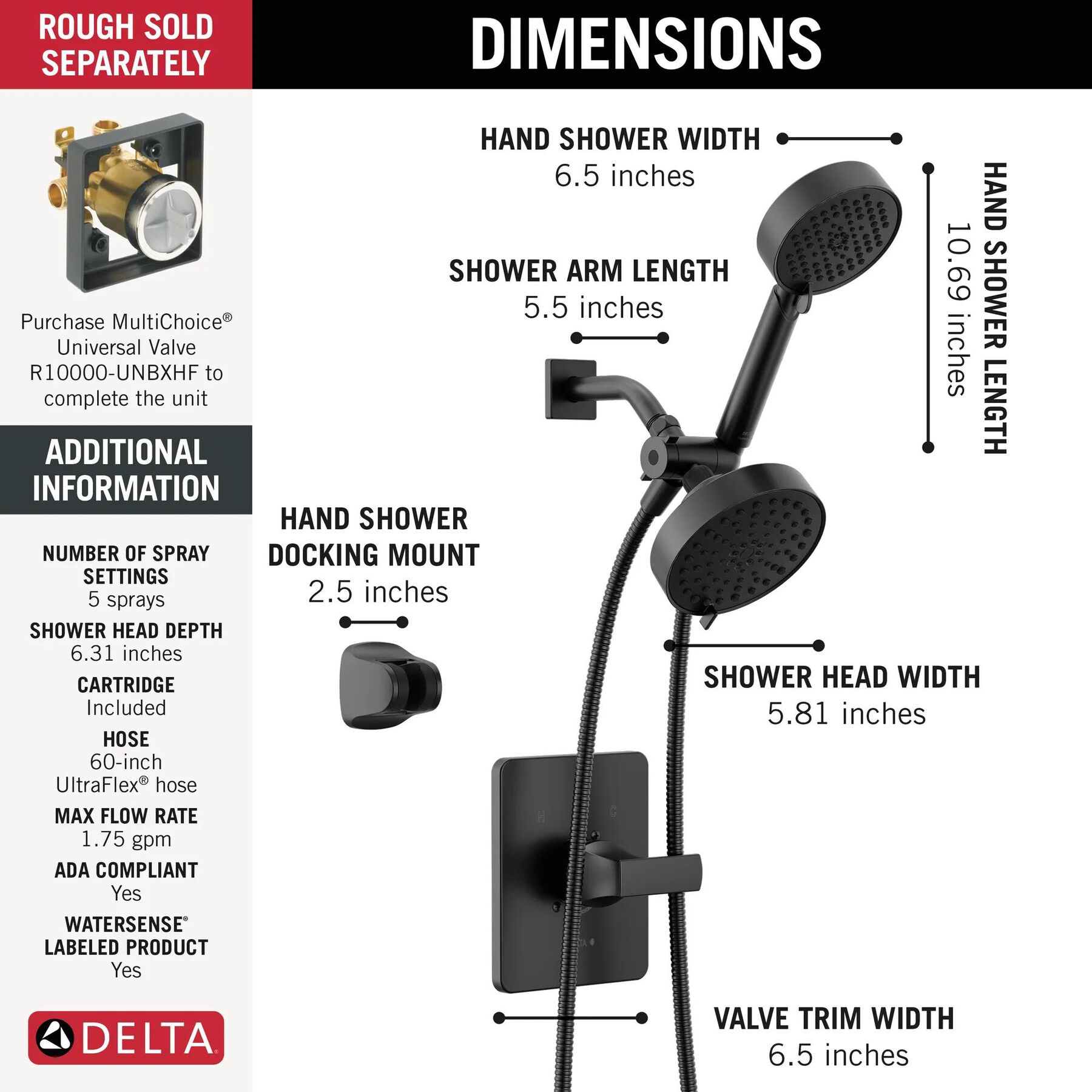 Monitor 14 Series Shower Trim with 5-Setting Combination Showerhead Bundle