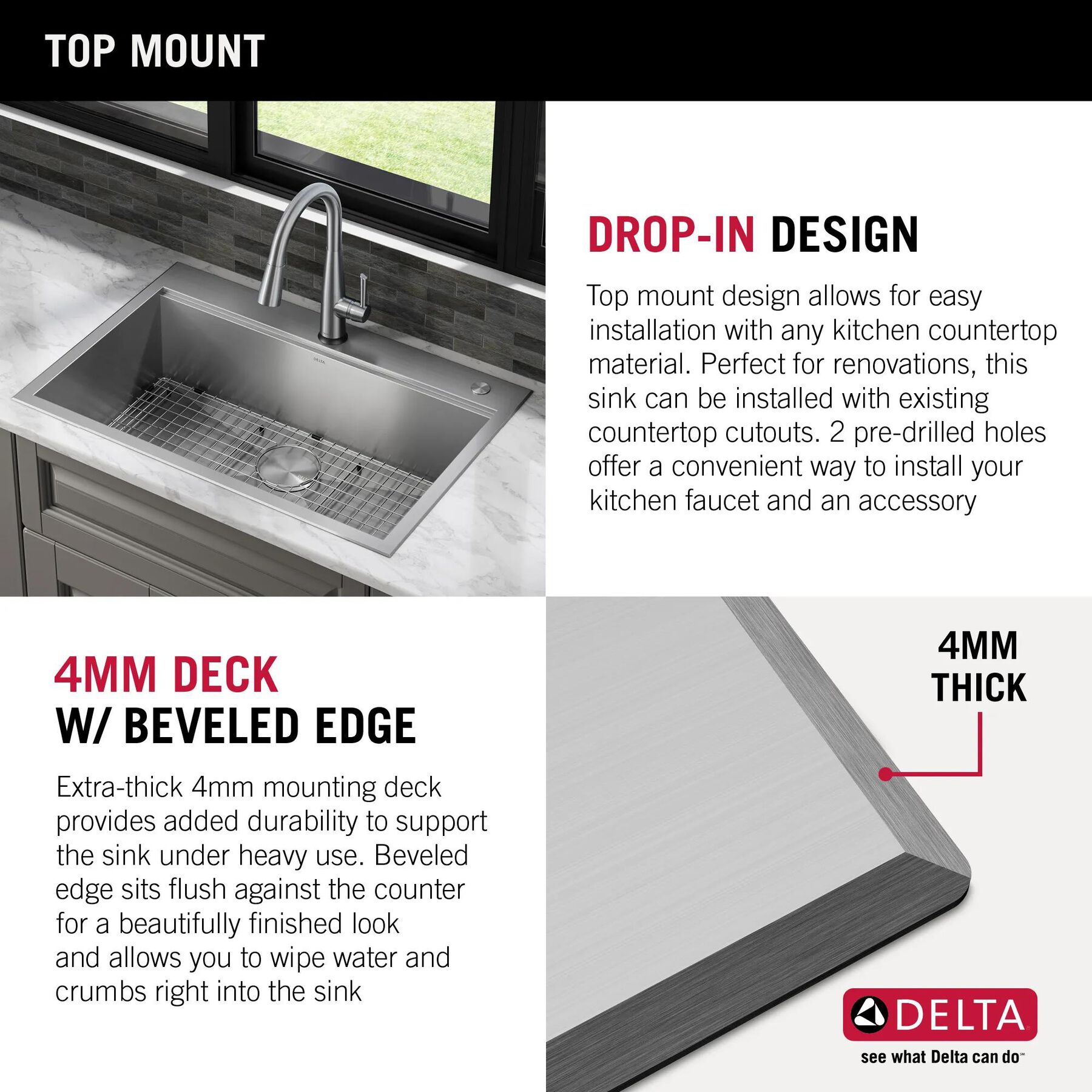 30&rdquo; Workstation Kitchen Sink&nbsp;Drop-In Top Mount&nbsp;16 Gauge&nbsp;Stainless Steel Single Bowl with&nbsp;WorkFlow&trade; Ledge&nbsp;and Accessories