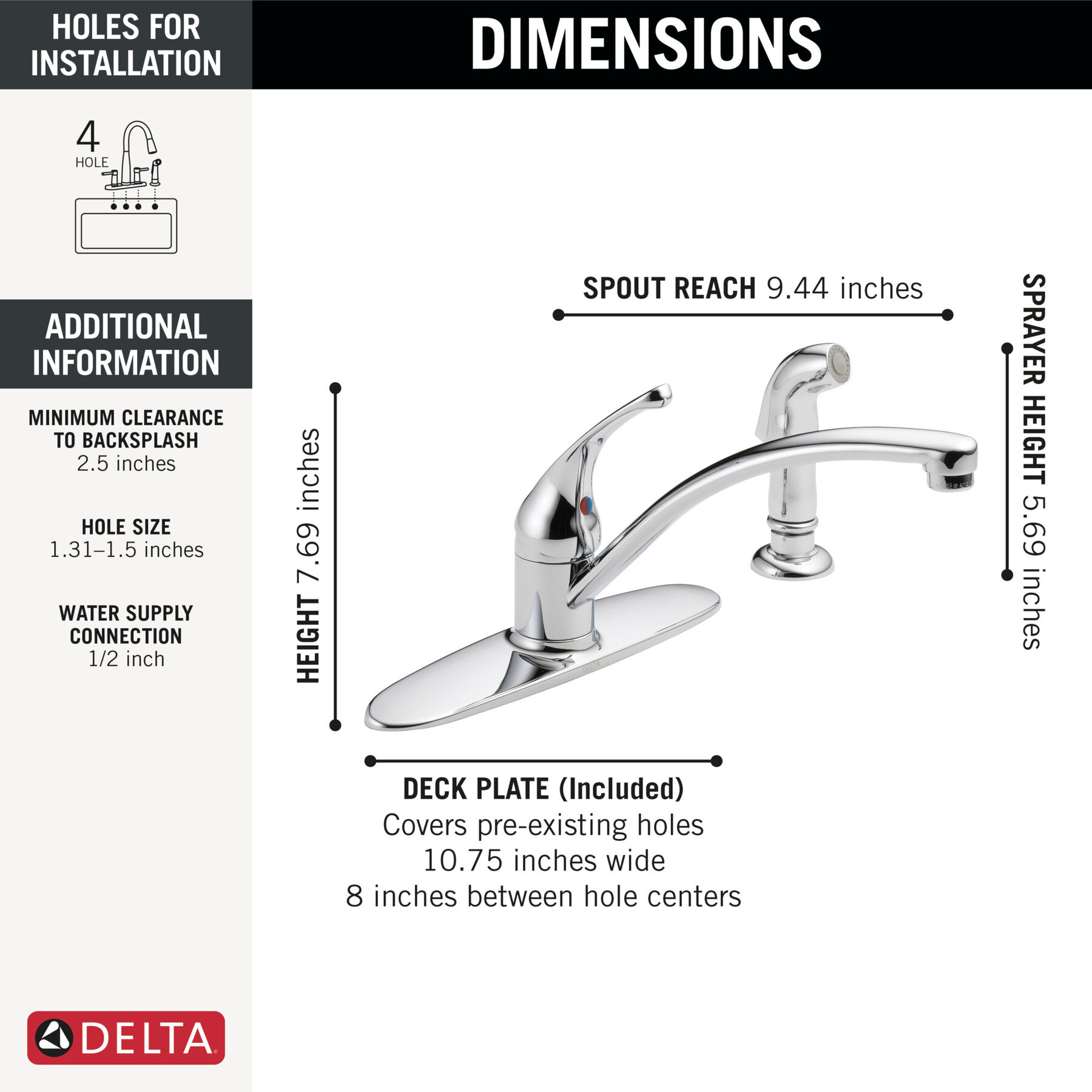 Single Handle Kitchen Faucet with Spray
