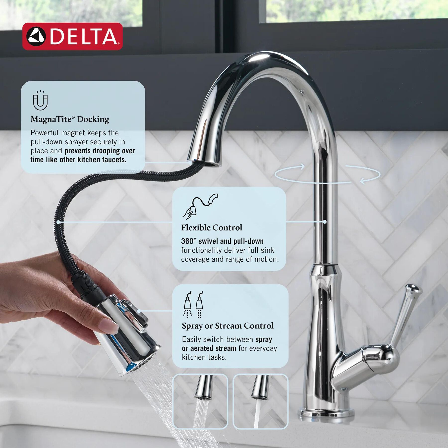Single Handle Pull-Down Kitchen Faucet