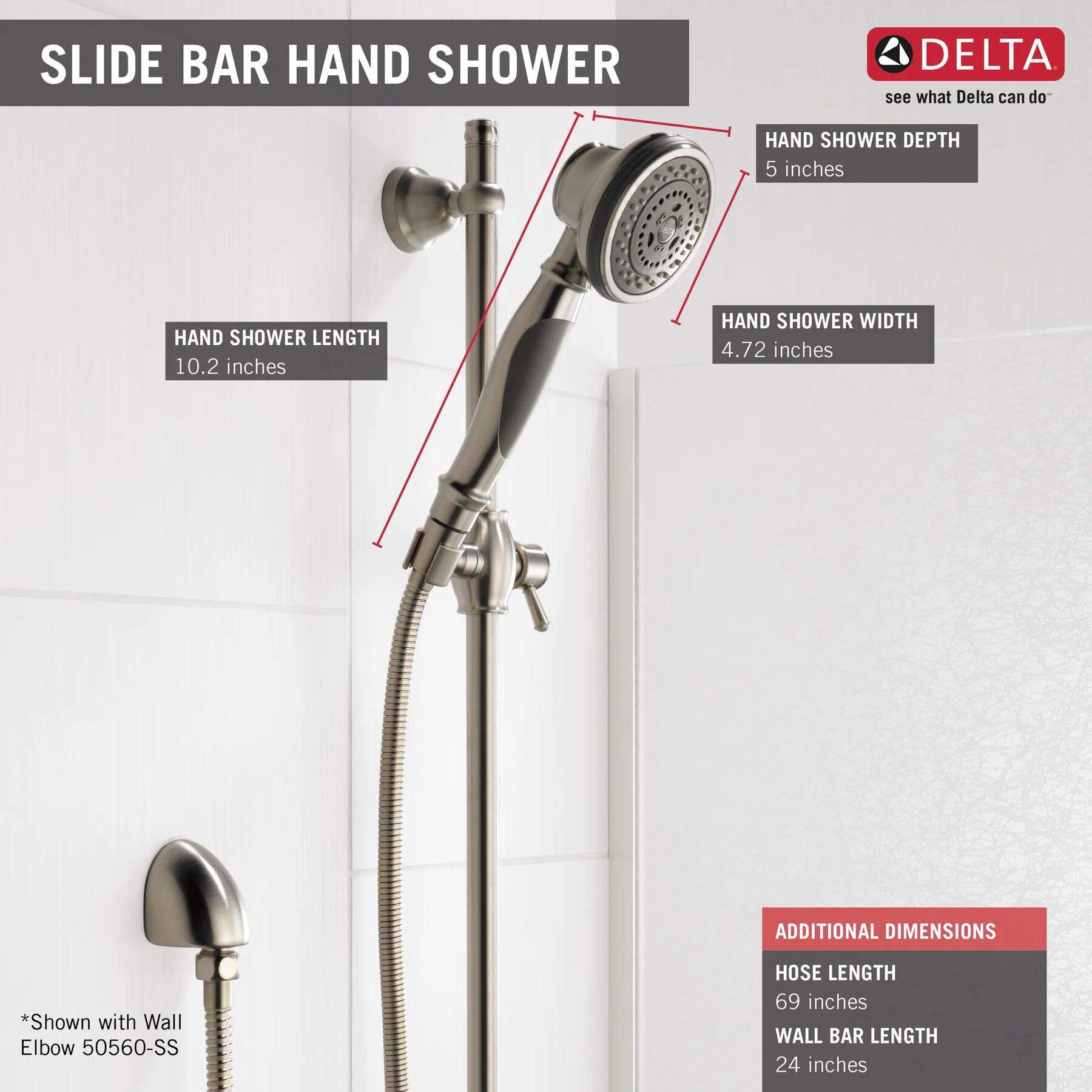 Hand Shower 1.75 GPM w/Slide Bar 3-Setting (Recertified)
