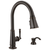 Single Handle Pull-Down Kitchen Faucet with Soap Dispenser and ShieldSpray Technology