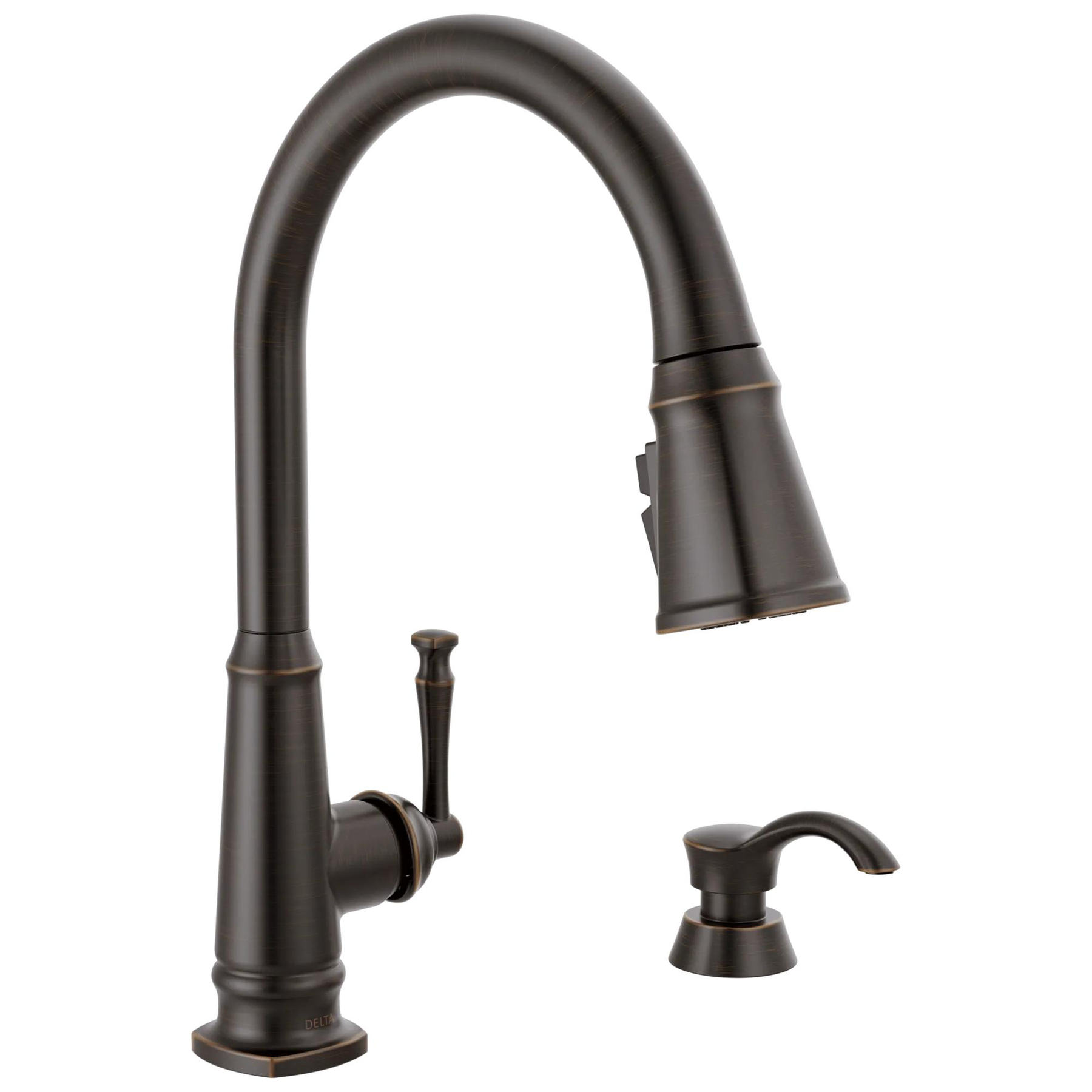 Single Handle Pull-Down Kitchen Faucet with Soap Dispenser and ShieldSpray Technology