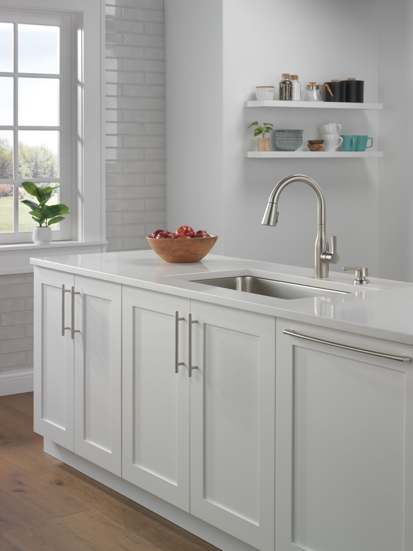 Single Handle Pull-Down Kitchen Faucet with Soap Dispenser and ShieldSpray&reg; Technology