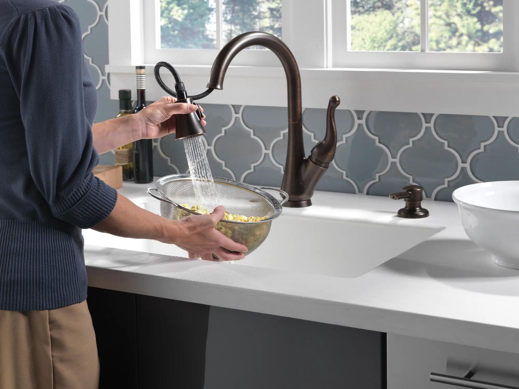 Single Handle Pull-Down Kitchen Faucet with Soap Dispenser