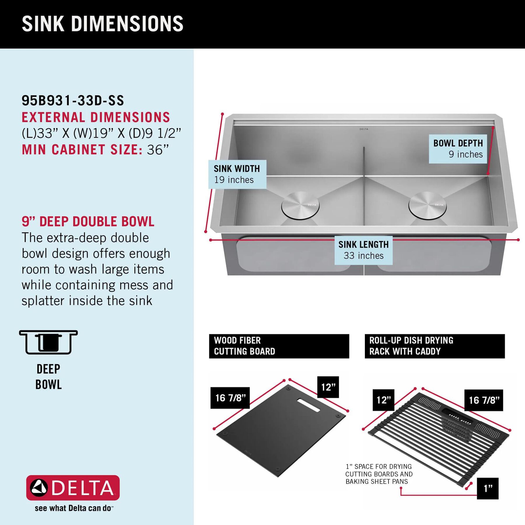 33&rdquo; Workstation Kitchen Sink Undermount&nbsp;16 Gauge&nbsp;Stainless Steel 50/50 Double Bowl with&nbsp;WorkFlow&trade; Ledge and&nbsp;Accessories