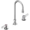 Two Handle Widespread Bathroom Faucet with Gooseneck Spout - Less Pop-Up