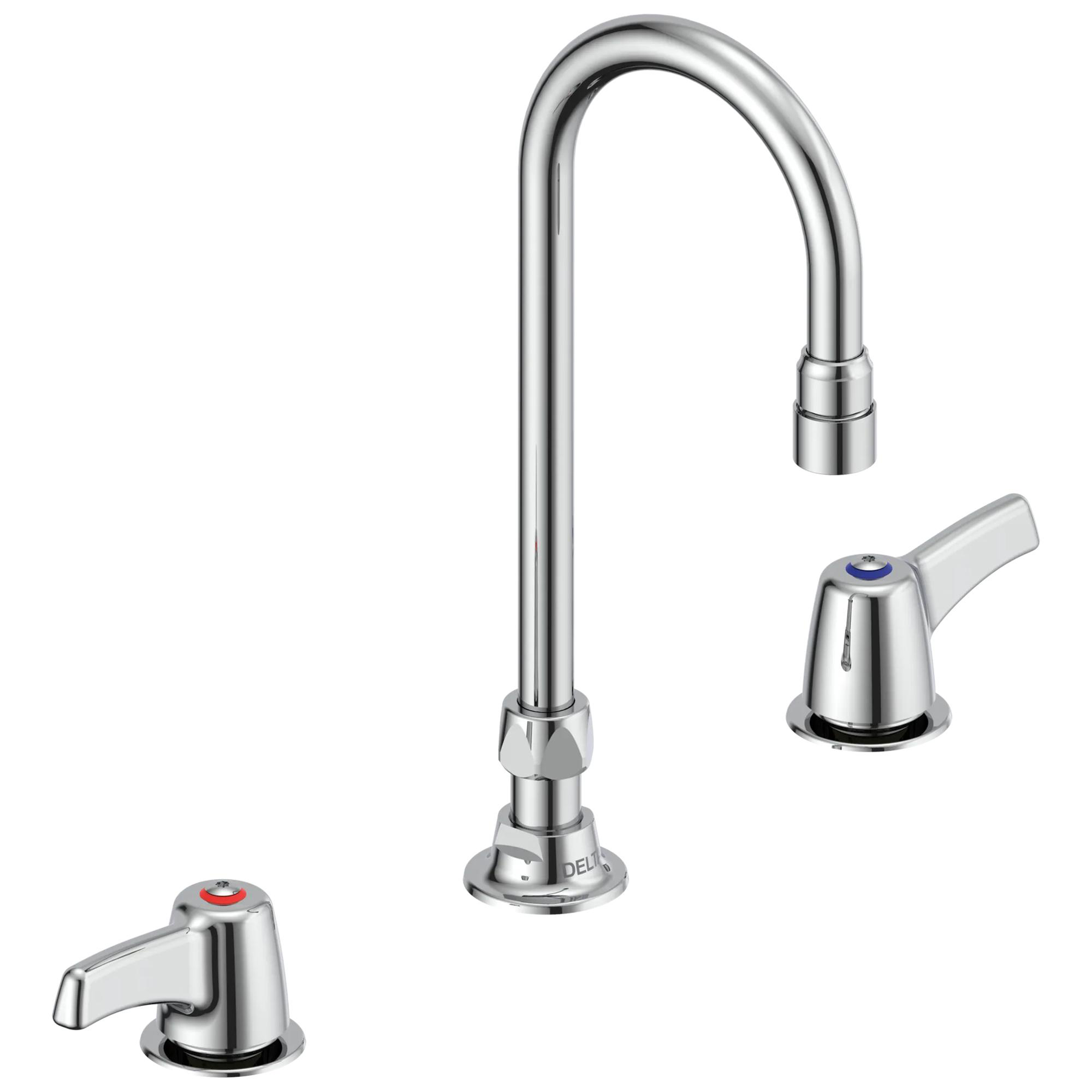 Two Handle Widespread Bathroom Faucet with Gooseneck Spout - Less Pop-Up