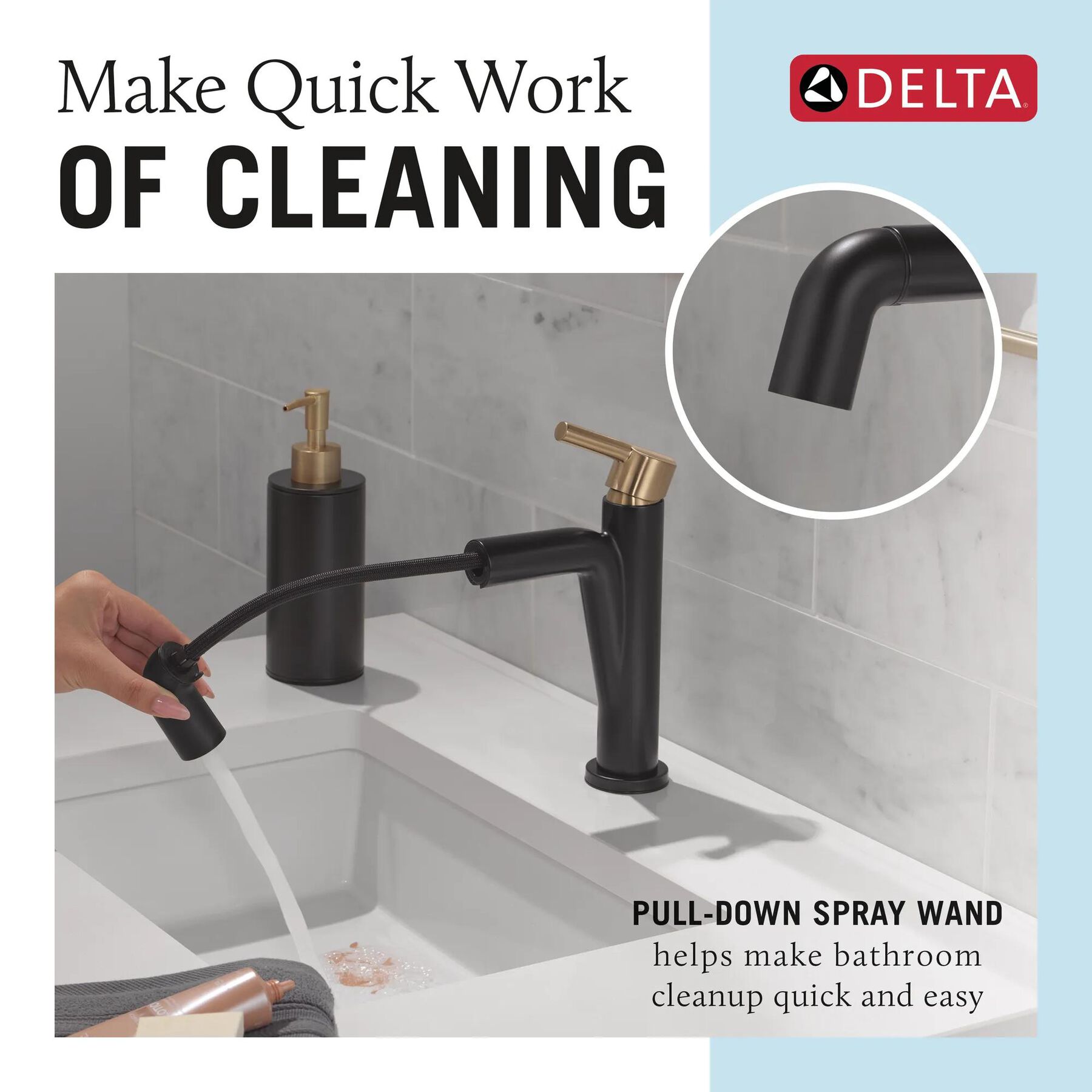 Single Handle Pull-Down Bathroom Faucet