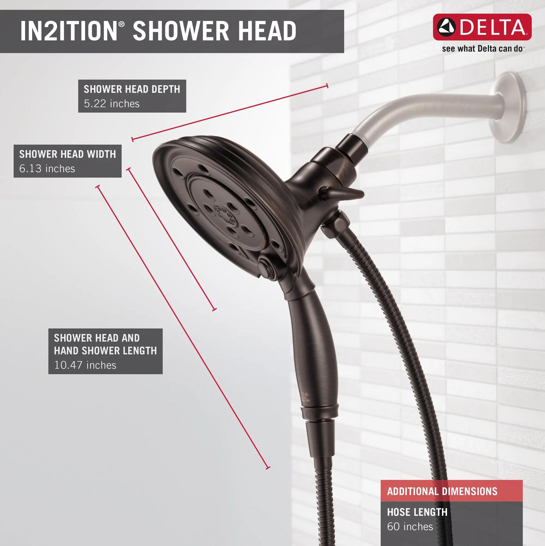 H<sub>2</sub>Okinetic&reg; In2ition&reg; 4-Setting Two-in-One Shower (Recertified)
