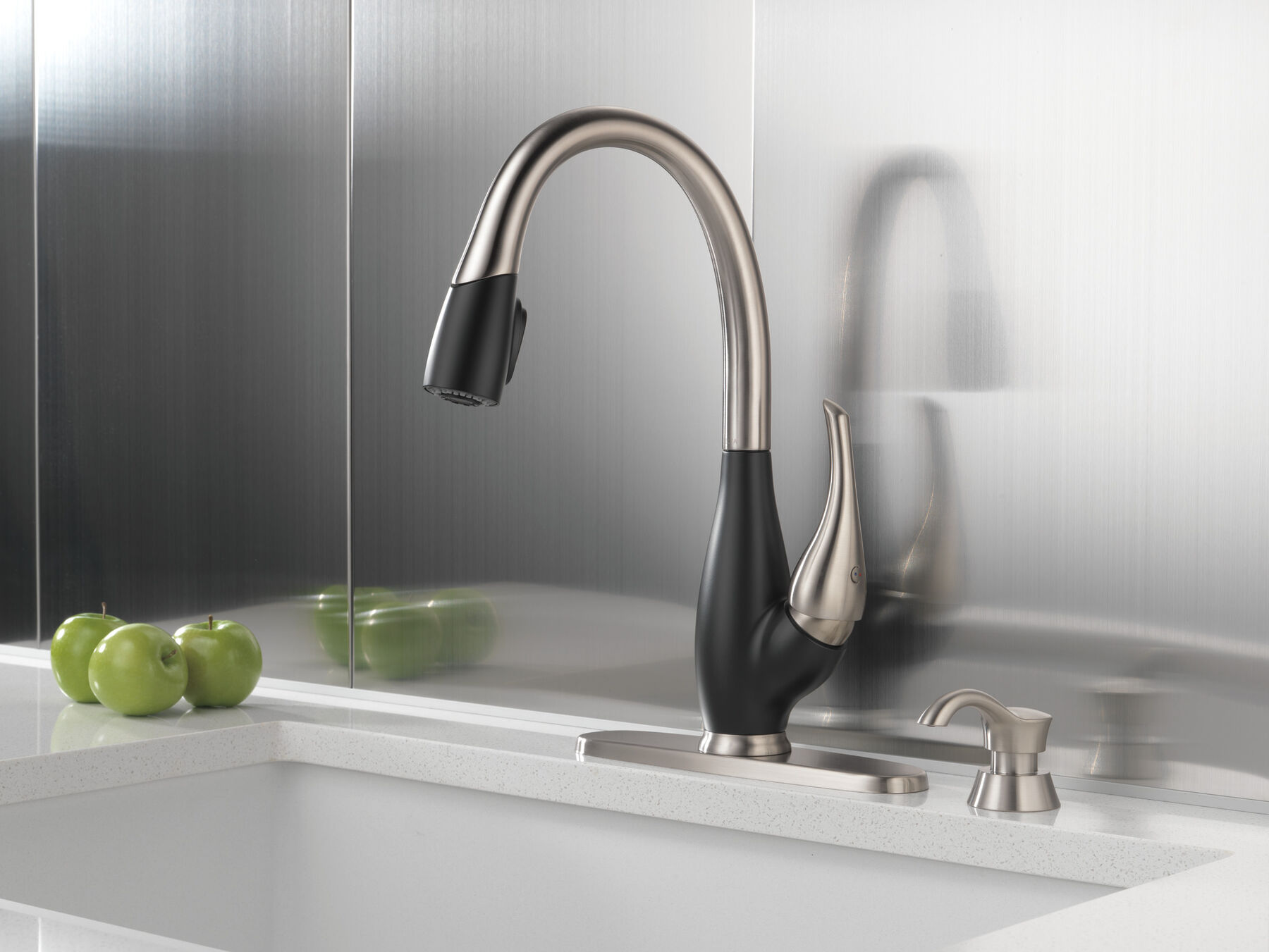 Single Handle Pull-Down Kitchen Faucet with Soap Dispenser
