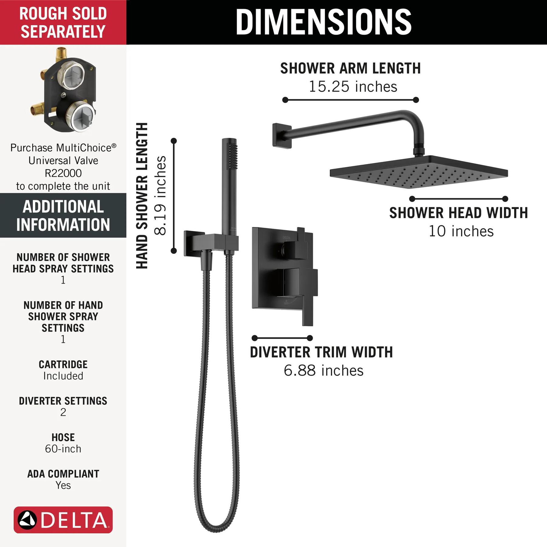 Monitor&reg; 14 Series Shower with Raincan & Hand Shower (Recertified)