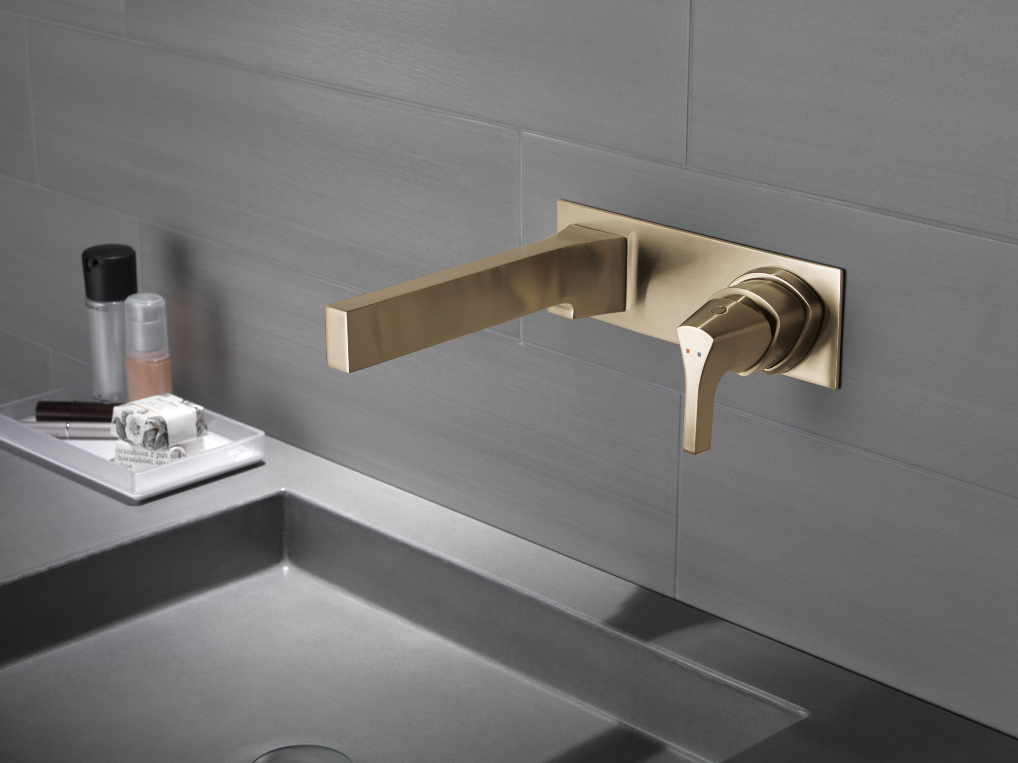 cham Single Handle Wall Mount Bathroom Faucet Trim in Champagne Bronze