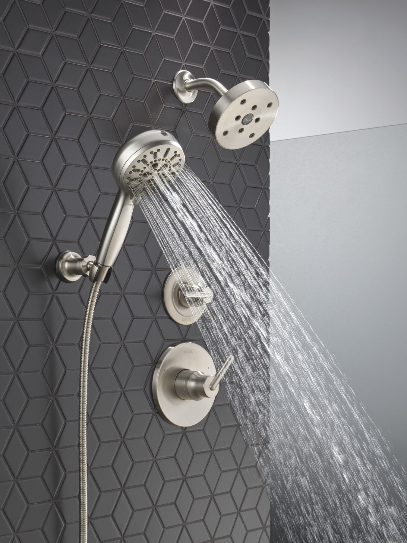 7-Setting Wall Mount Hand Shower with Cleaning Spray