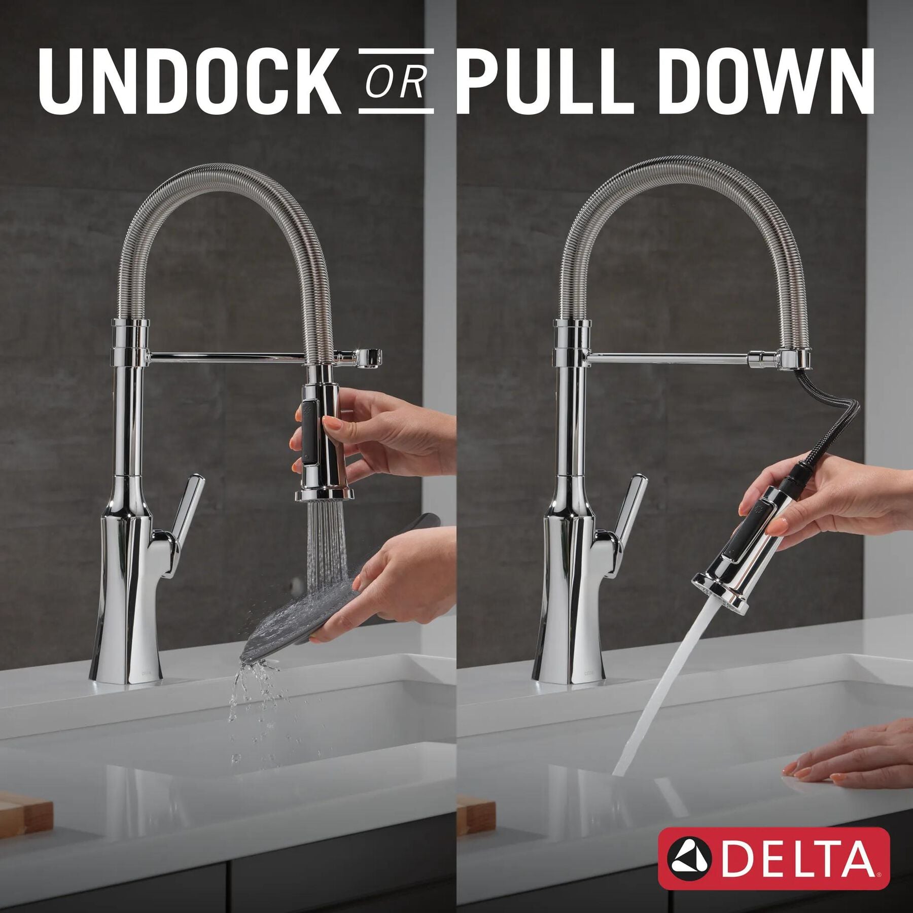 Single Handle Pull-Down Kitchen Faucet With Spring Spout