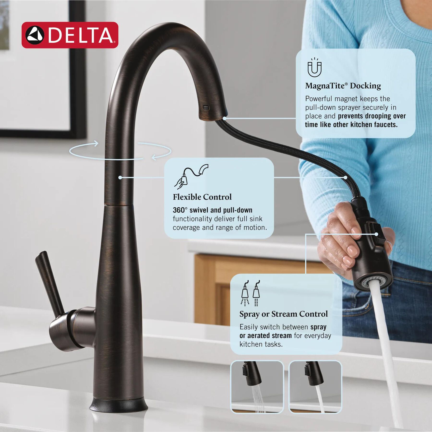 Touch<sub>2</sub>O&reg; Technology Kitchen Faucet with Touchless Technology