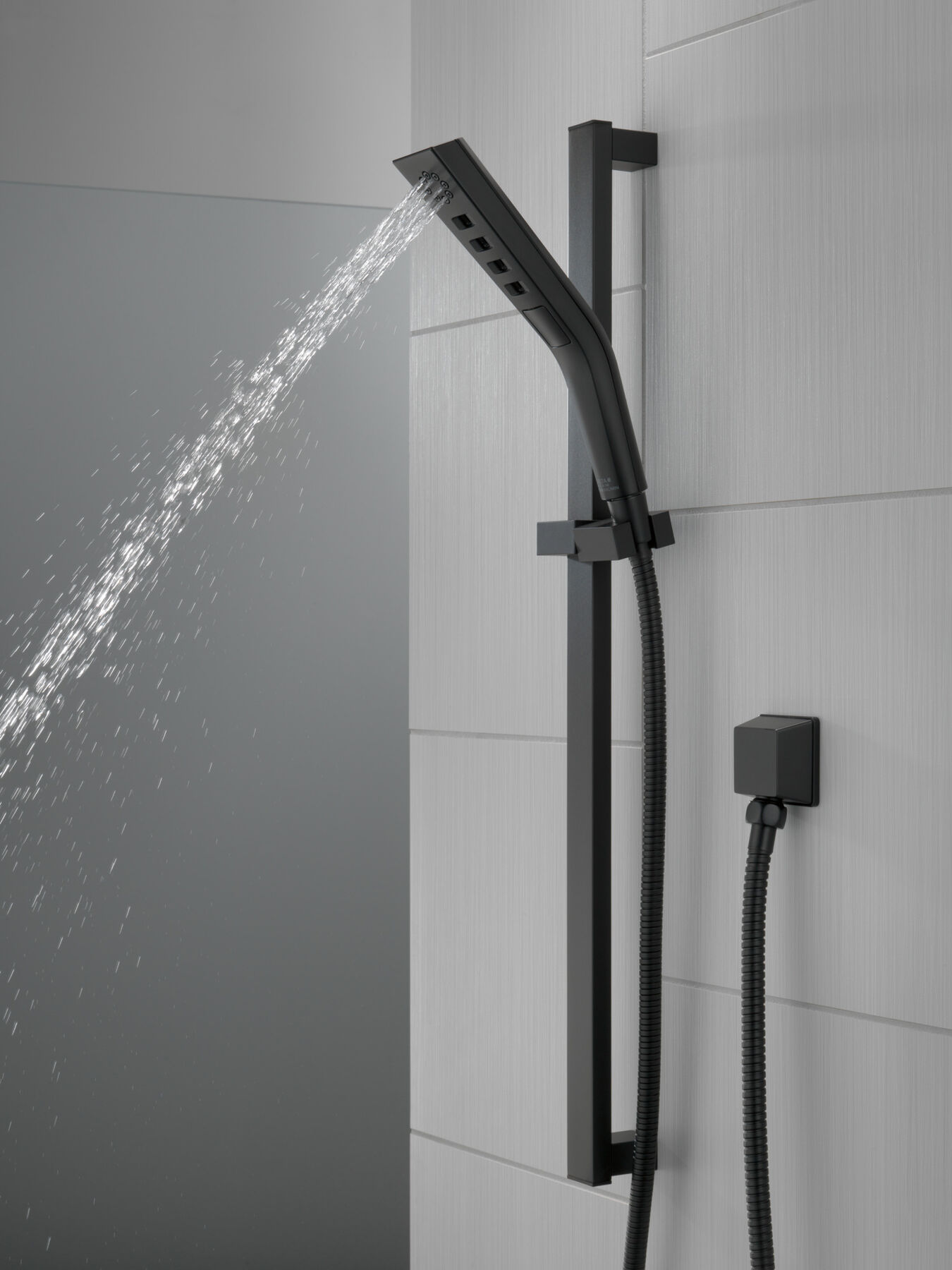 H2Okinetic&reg; 3-Setting Slide Bar Hand Shower with Wall Elbow