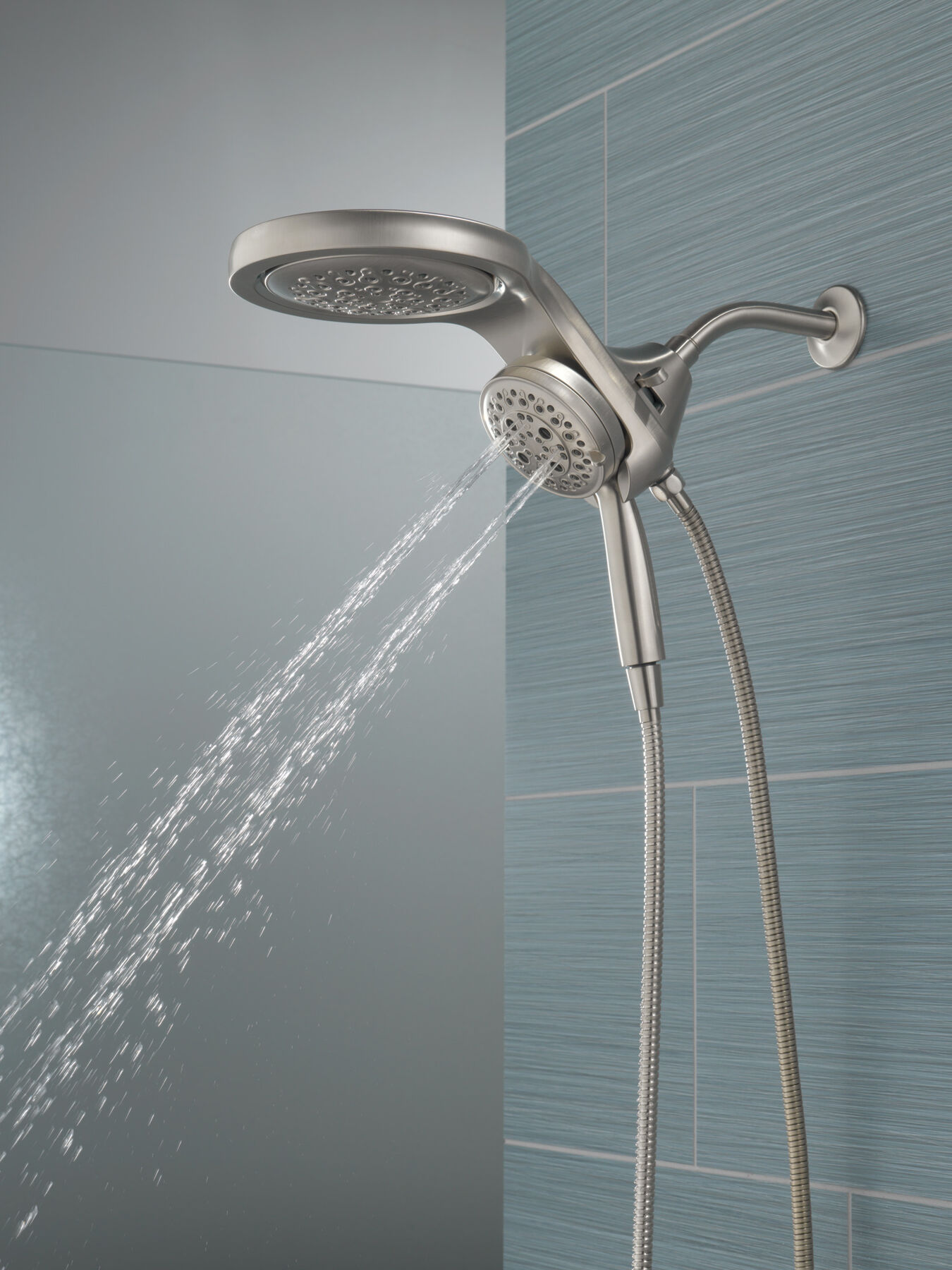 HydroRain&reg; H<sub>2</sub>Okinetic&reg; 5-Setting Two-in-One Shower Head (Recertified)