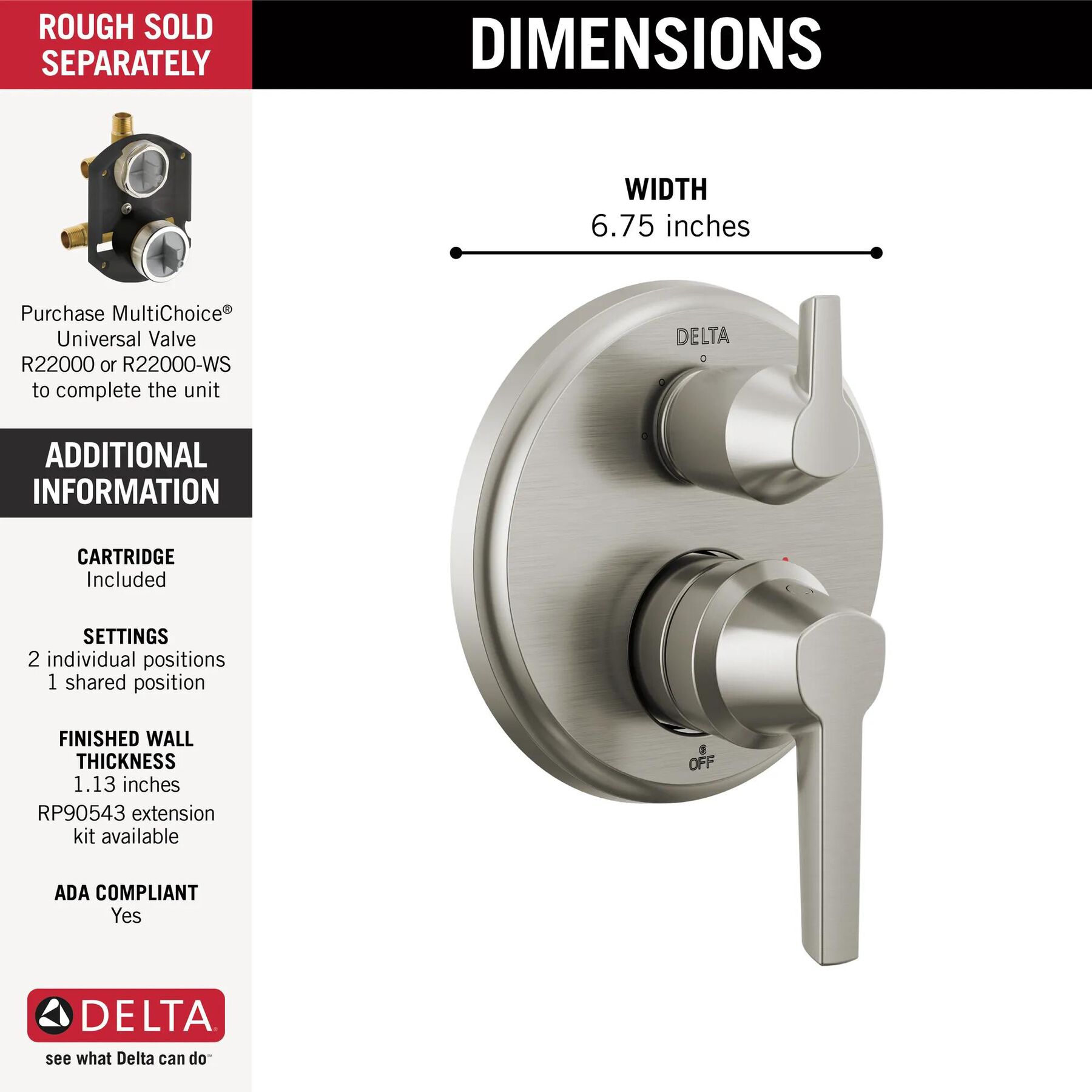 14S Integrated Diverter Trim - 3 Setting (Recertified)