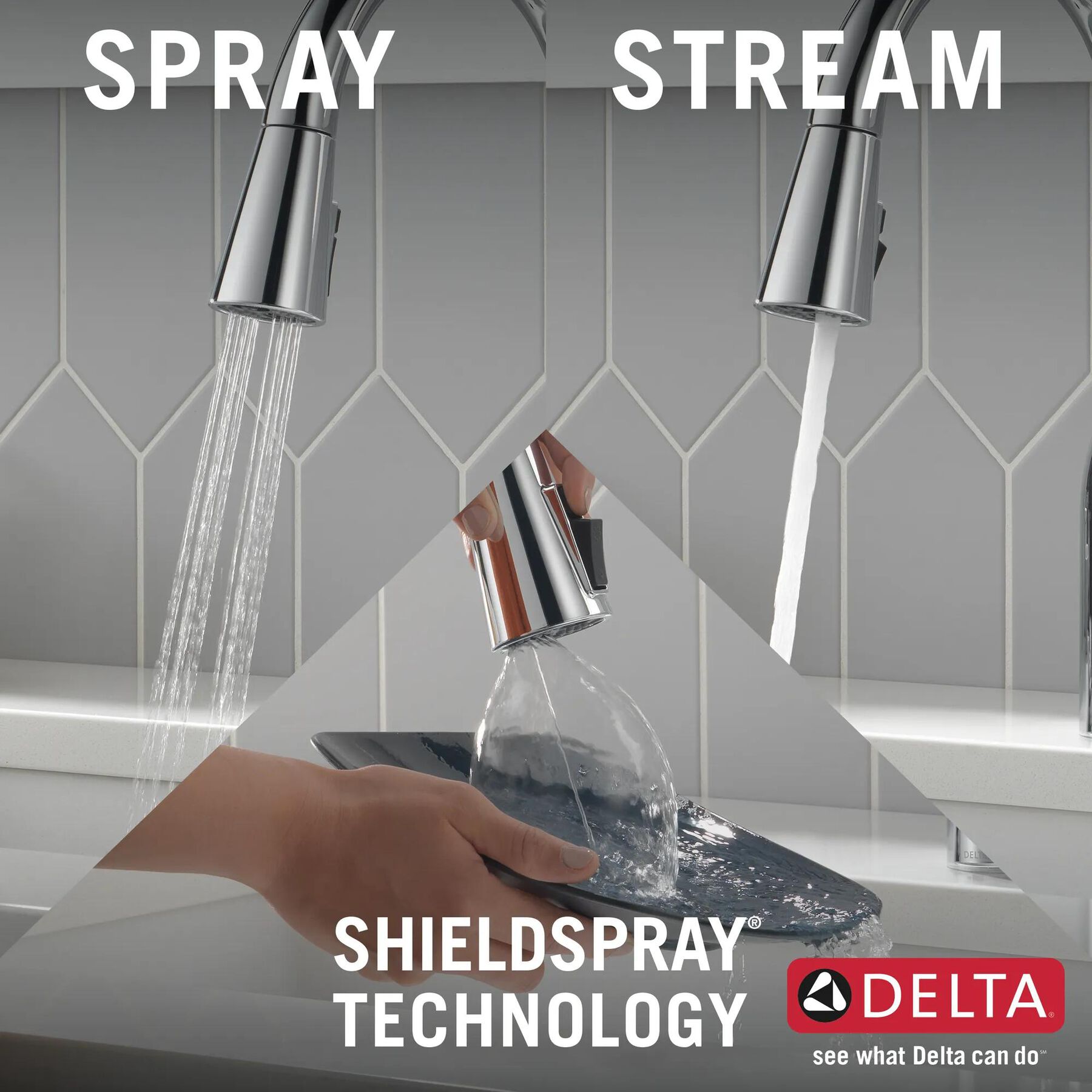 Single Handle Pull-Down Kitchen Faucet with Soap Dispenser and ShieldSpray &reg; Technology