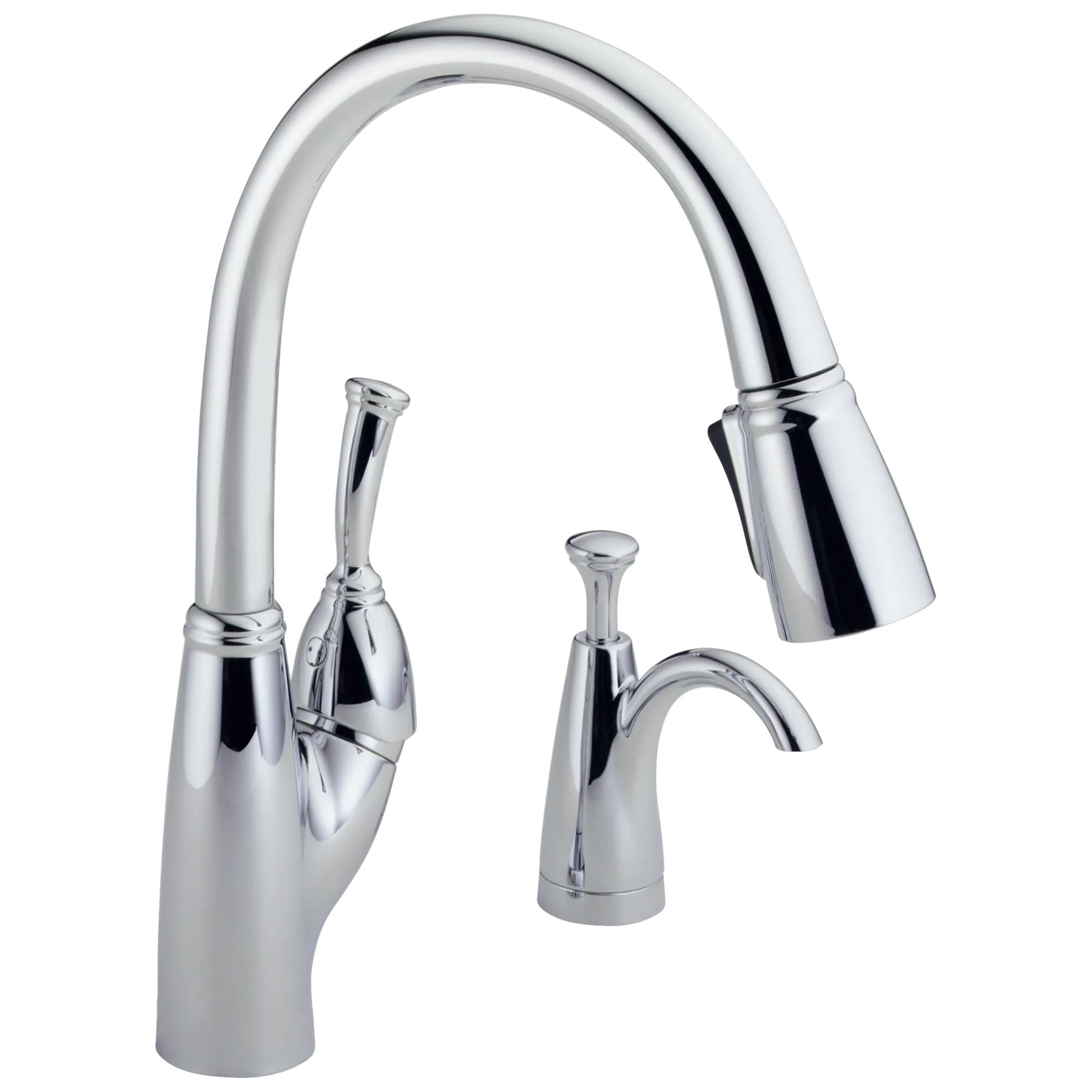 Single Handle Pull-Down Kitchen Faucet with Soap Dispenser