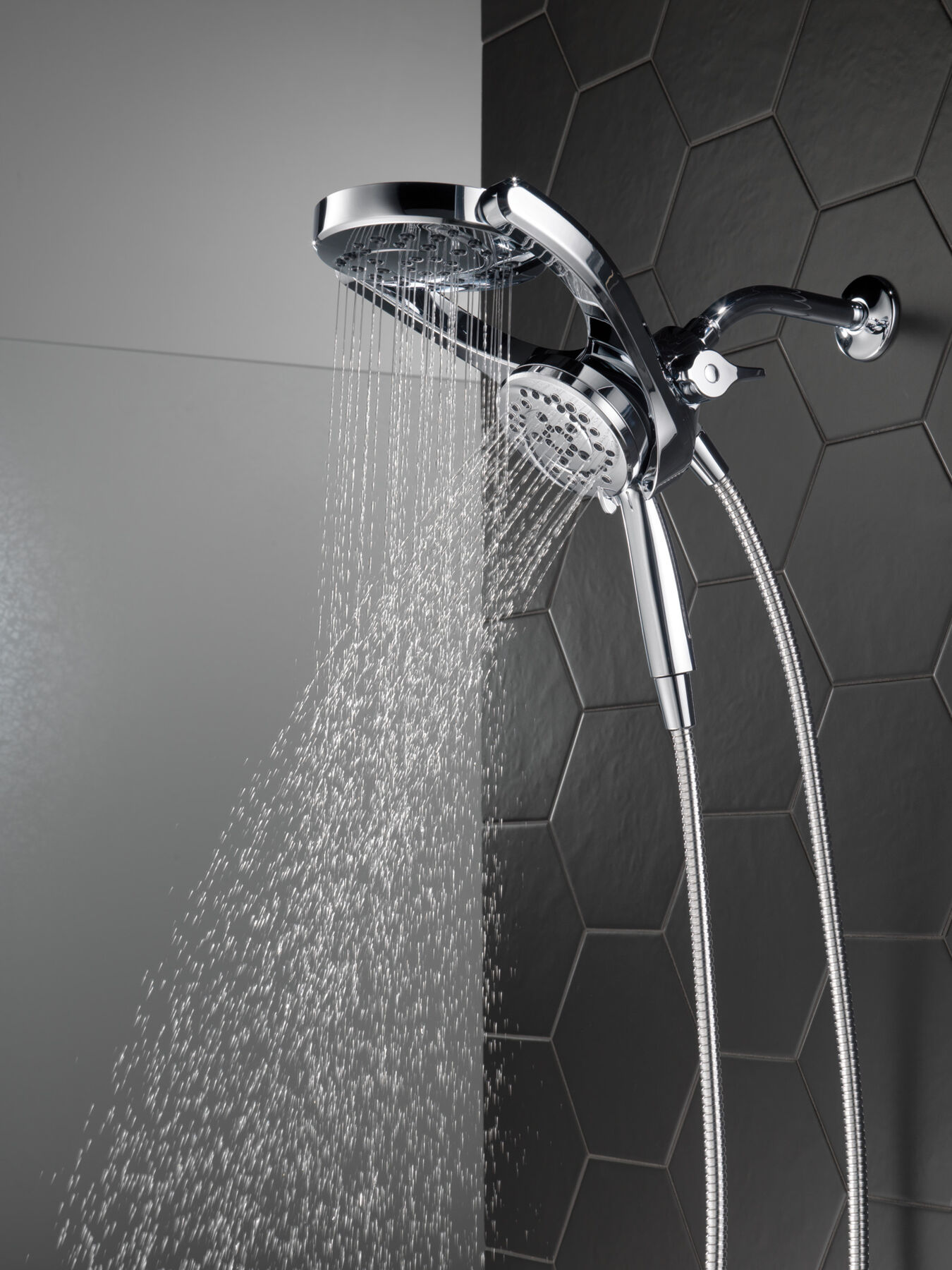 HydroRain&reg; 4-Setting Two-in-One Shower Head (Recertified)